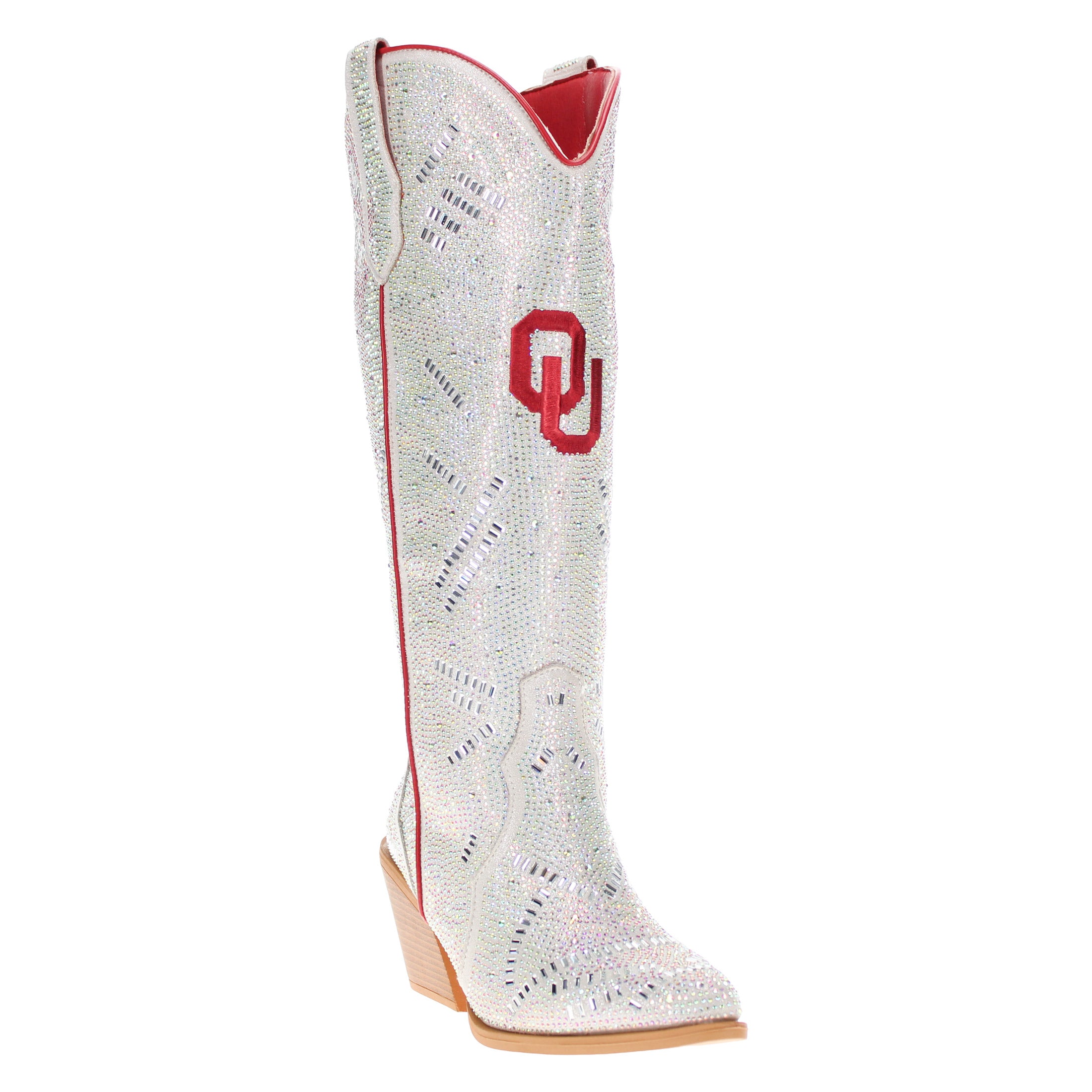 Women's University of Oklahoma Natural Tall Bling Cowgirl Boots Amber by V by Vaccari