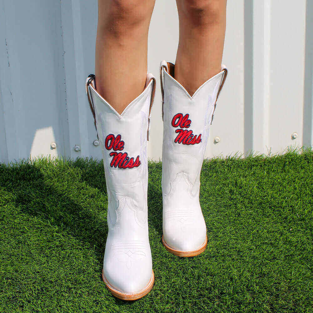 University of Mississippi White Cowgirl Boots Leighton by Vaccari University