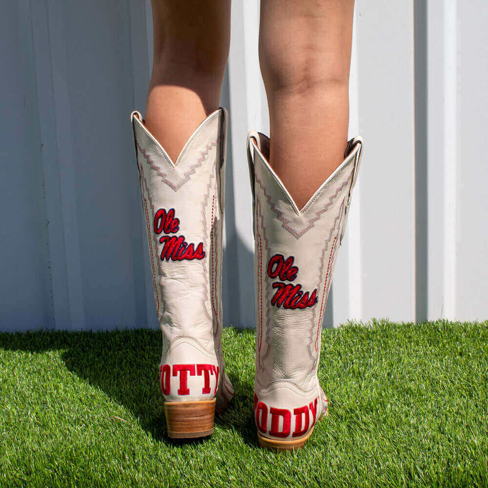 University of Mississippi Bone Cowgirl Boots Naomi by Vaccari University