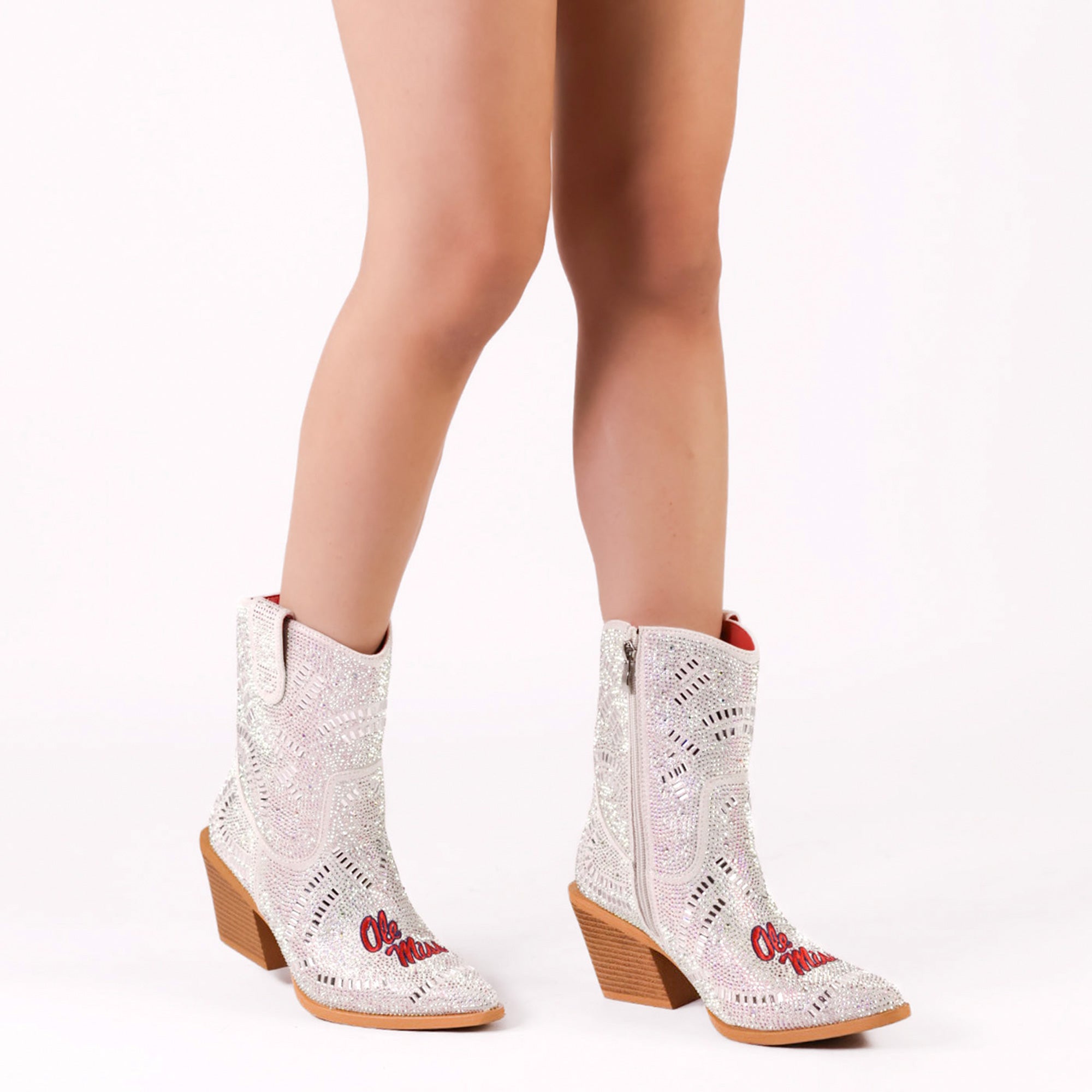 Women's University of Mississippi Natural Bling Cowgirl Booties Jade by V by Vaccari