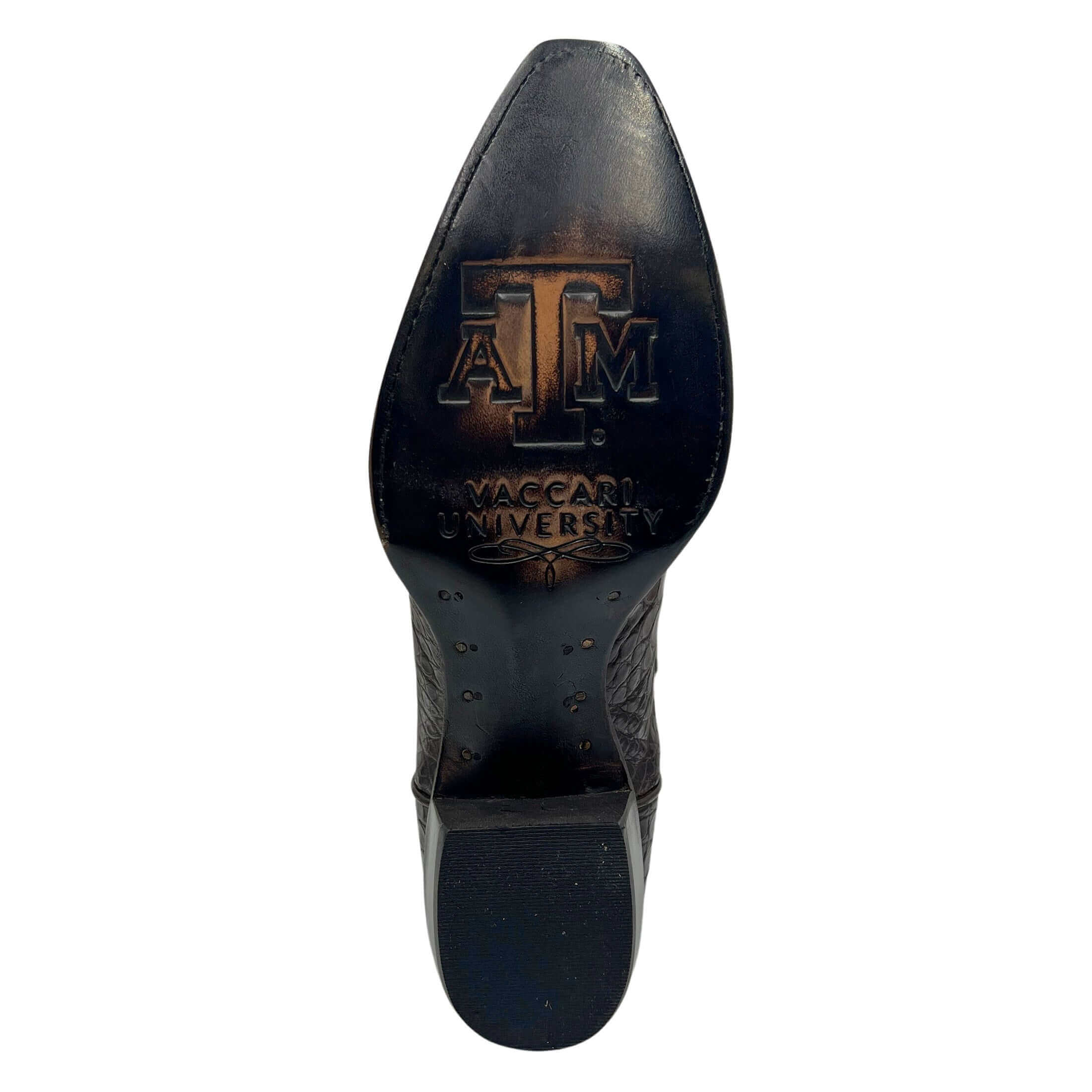 Women's Texas A&M Aggies Brown American Alligator Snip Toe Cowgirl Boots Olivia by Vaccari