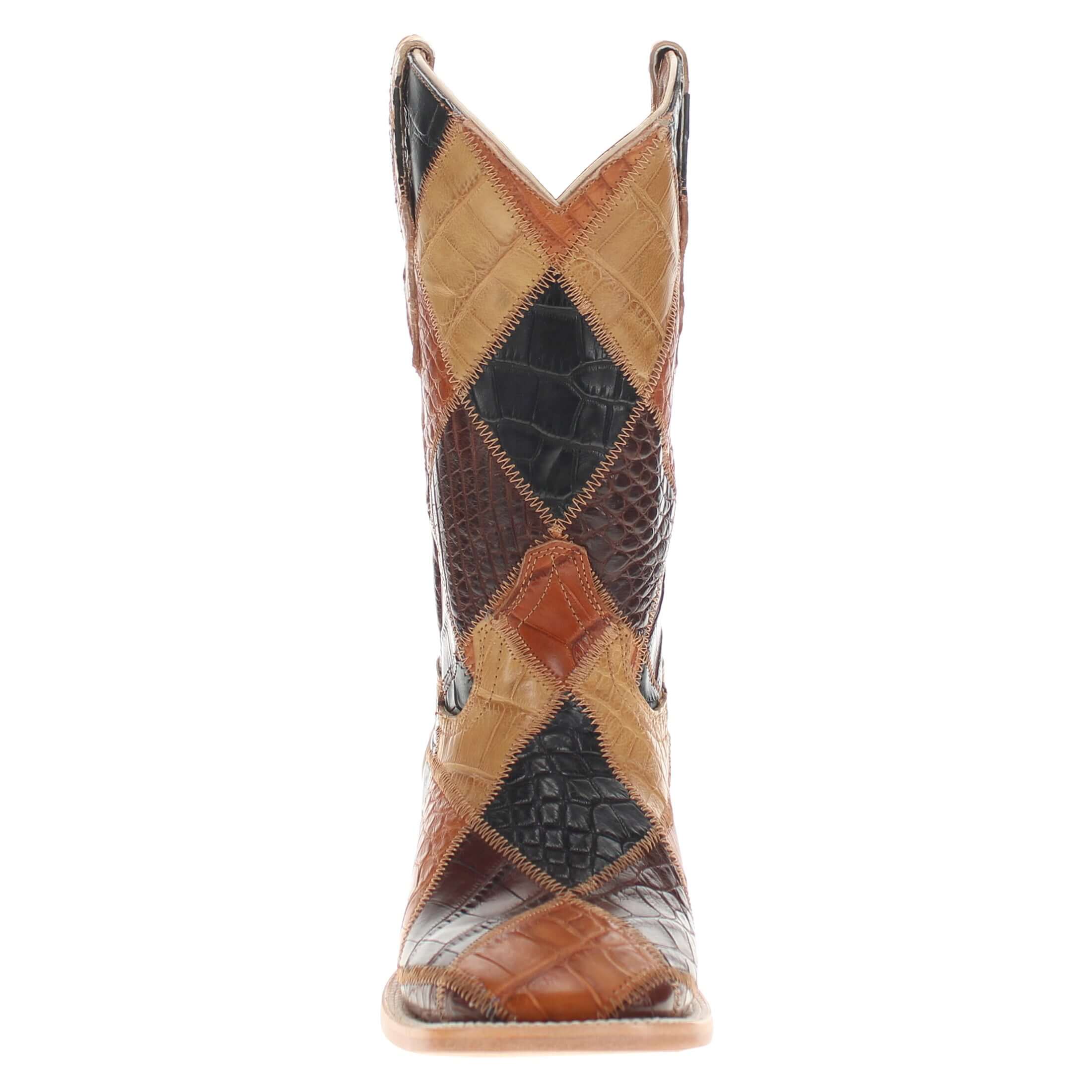 Men's Multi Patch Alligator belly Cowboy Boots Patton by Vaccari Core