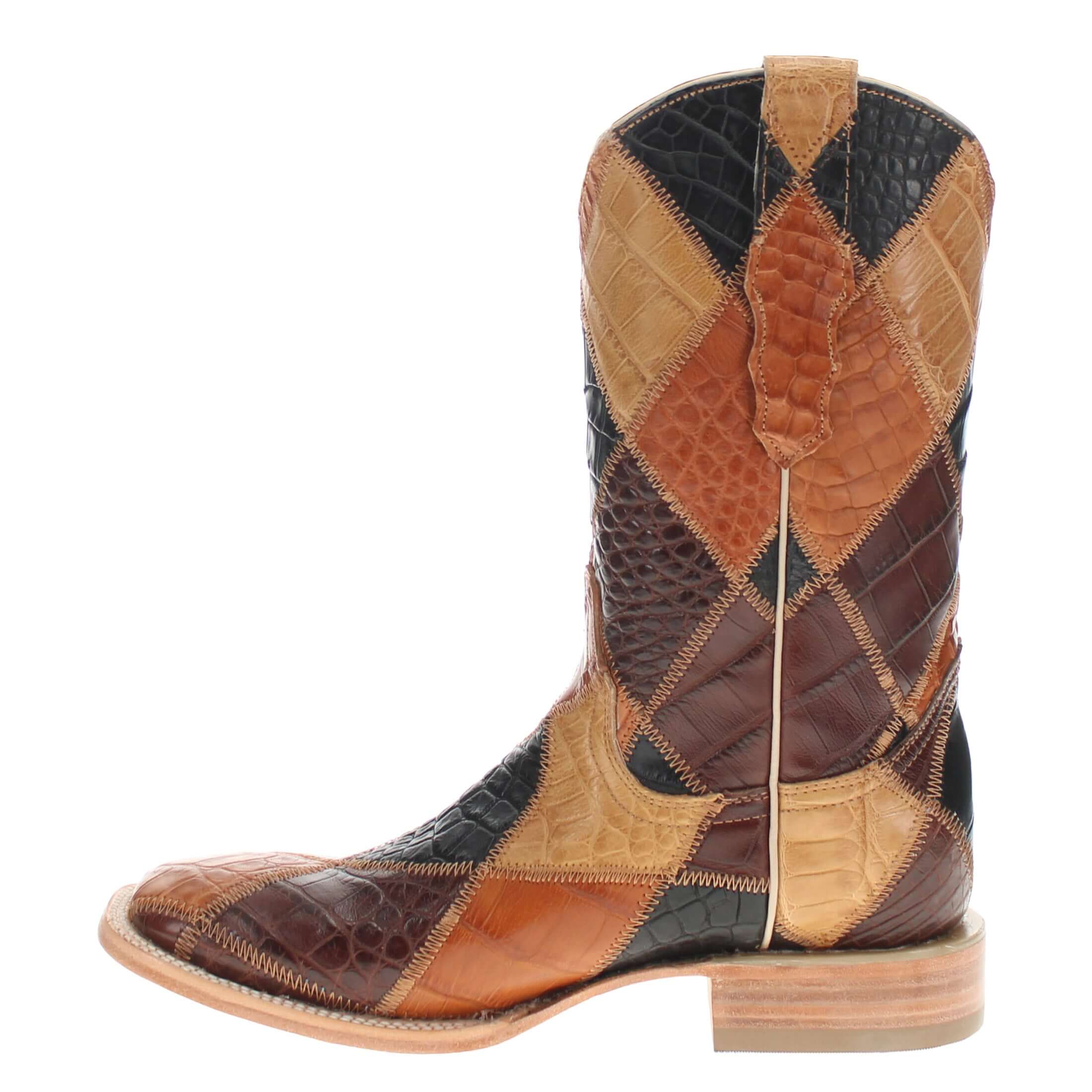 Men's Multi Patch Alligator belly Cowboy Boots Patton by Vaccari Core