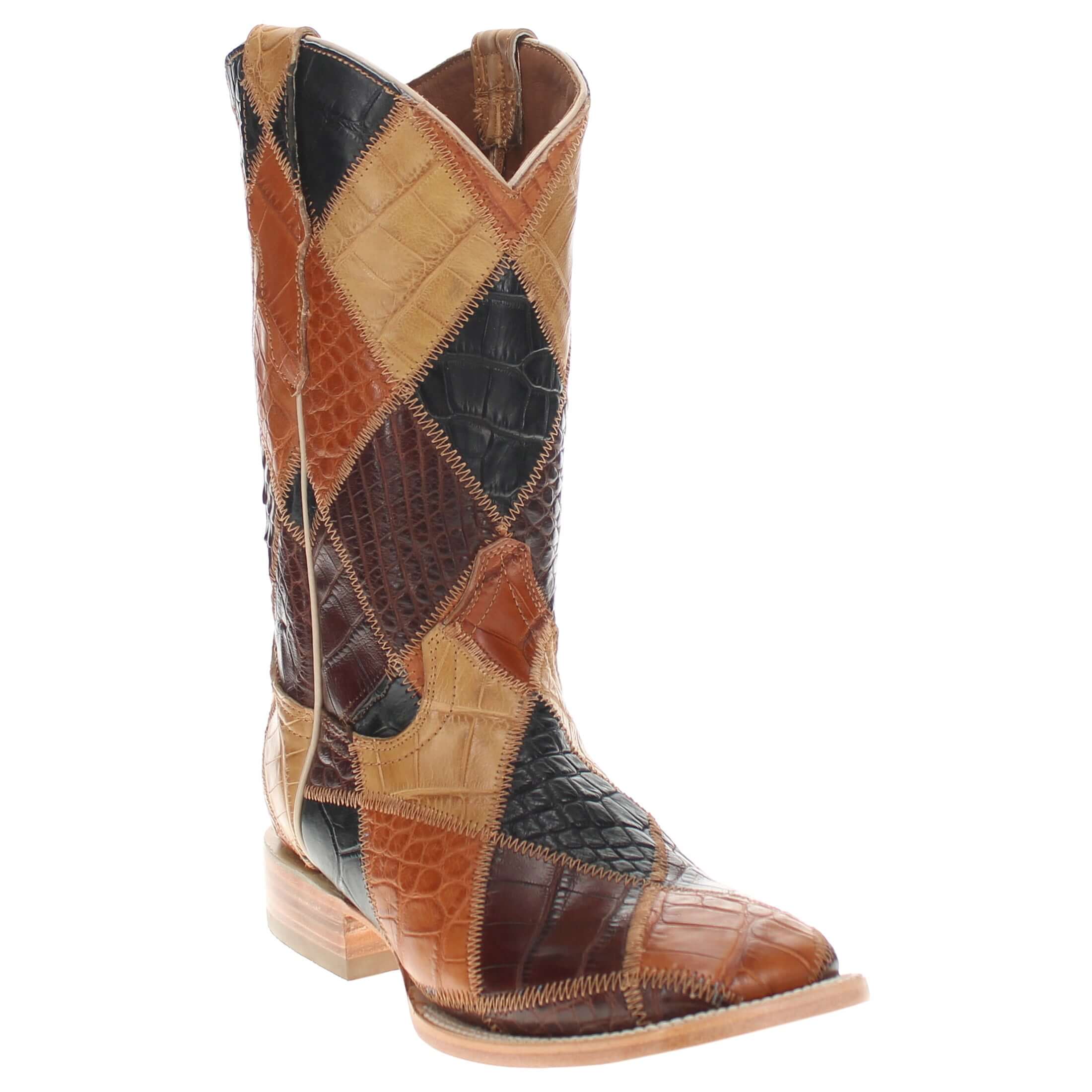 Men's Multi Patch Alligator belly Cowboy Boots Patton by Vaccari Core