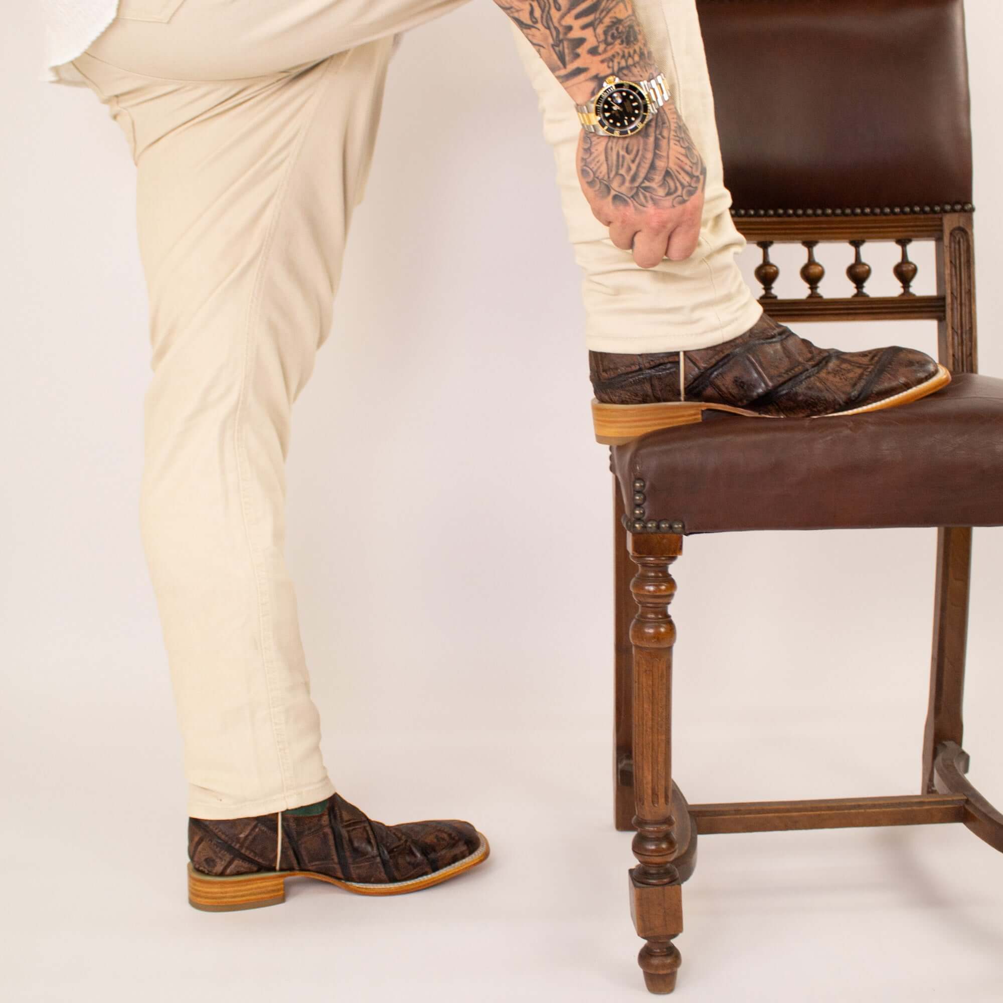 Men's Mocha Allgator Print Cowboy Boots Logan by Vaccari Core