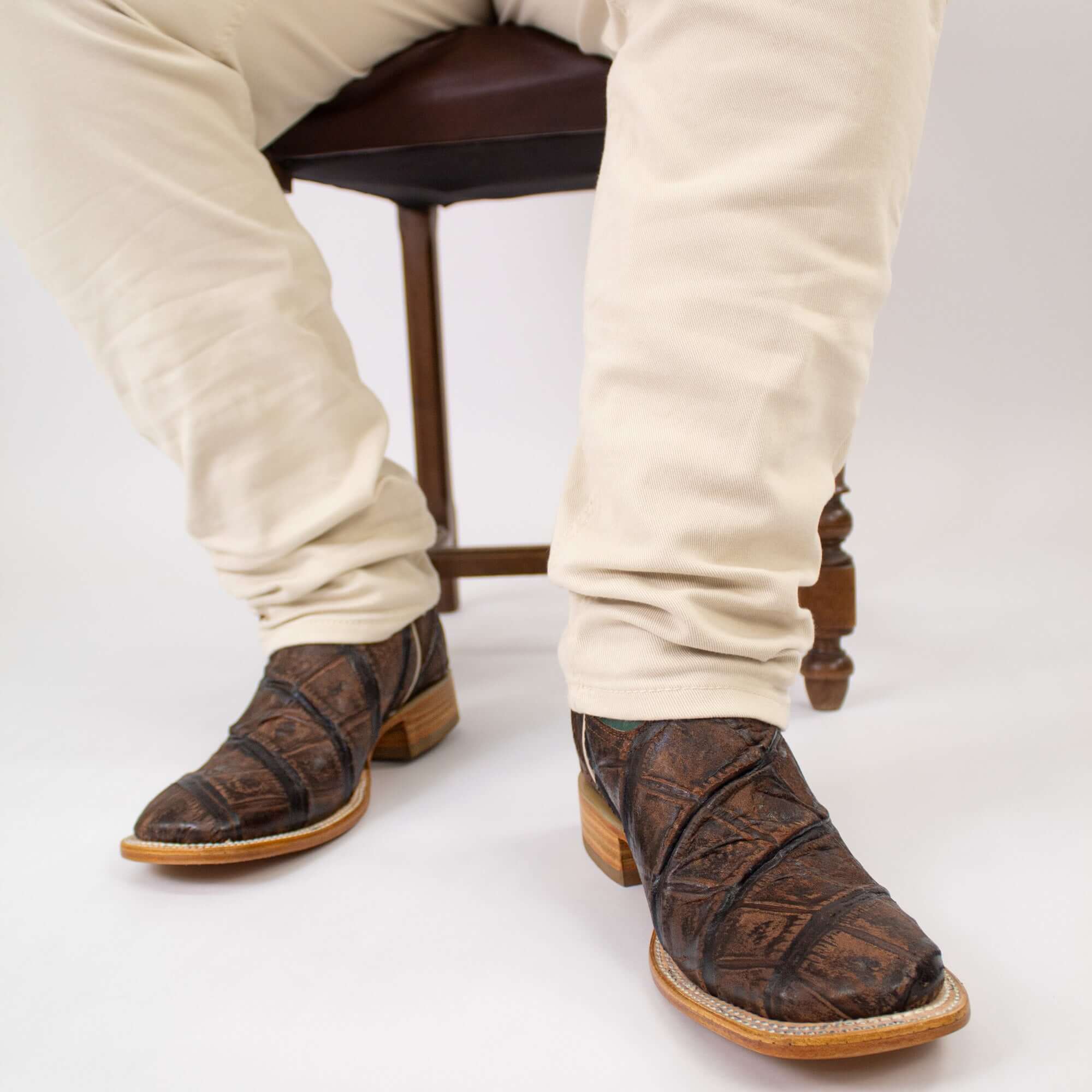 Men's Mocha Allgator Print Cowboy Boots Logan by Vaccari Core