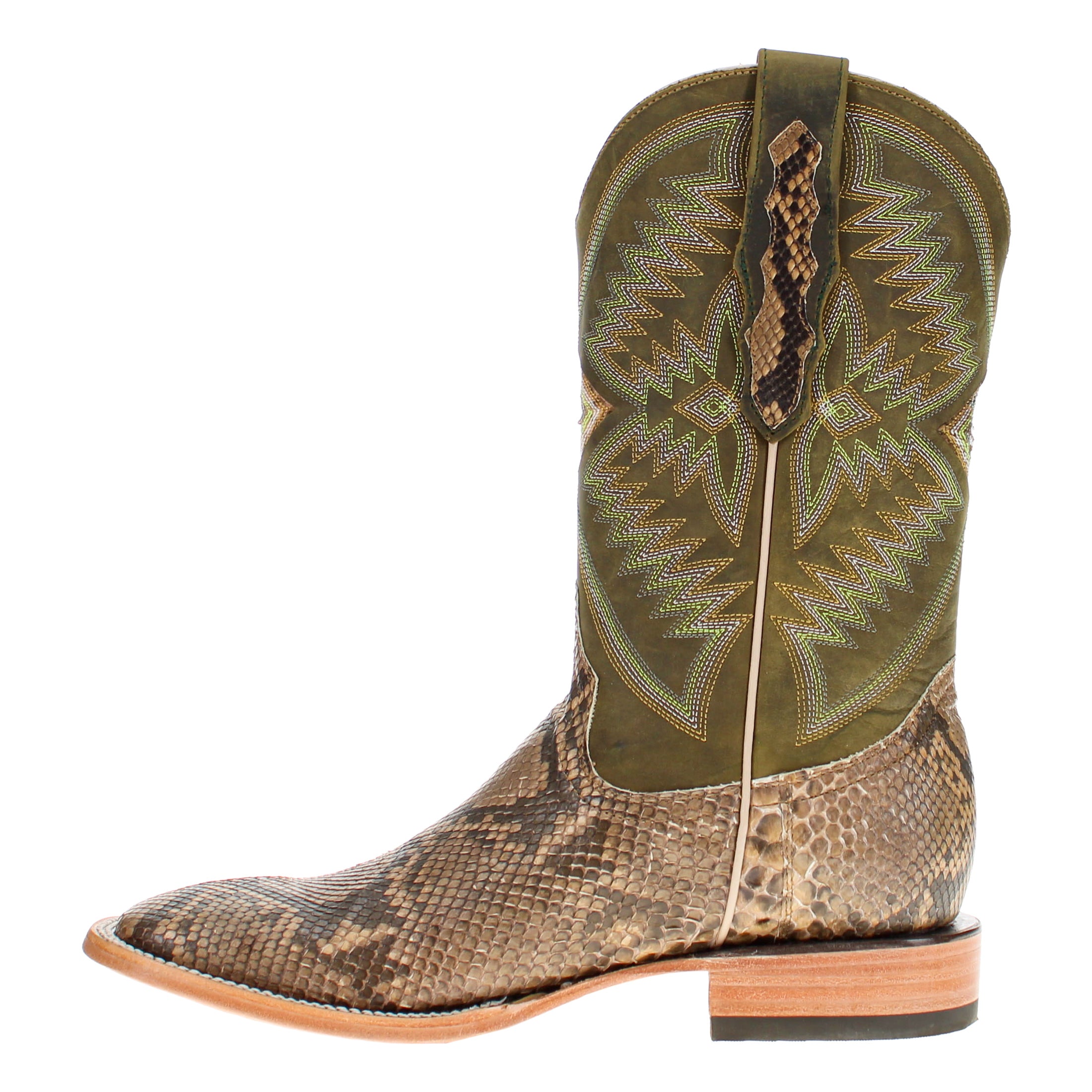 Men's Beige Python BS Toe Cowboy Boots by Vaccari