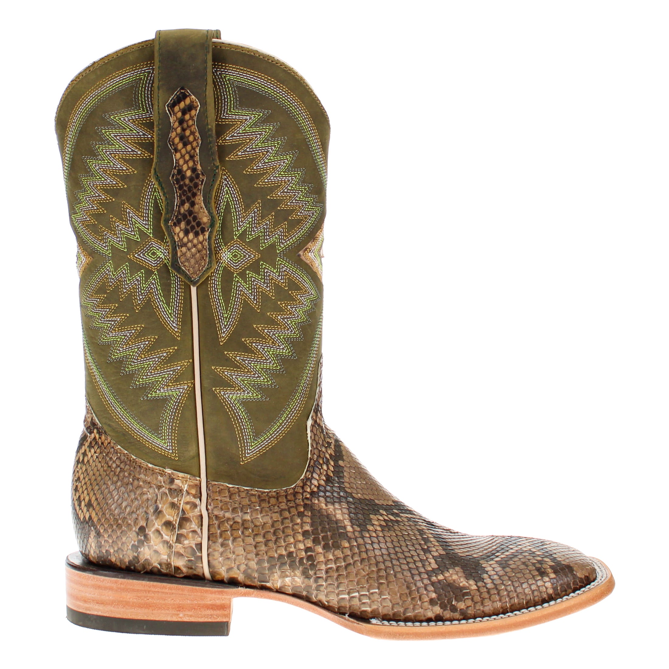 Men's Beige Python BS Toe Cowboy Boots by Vaccari