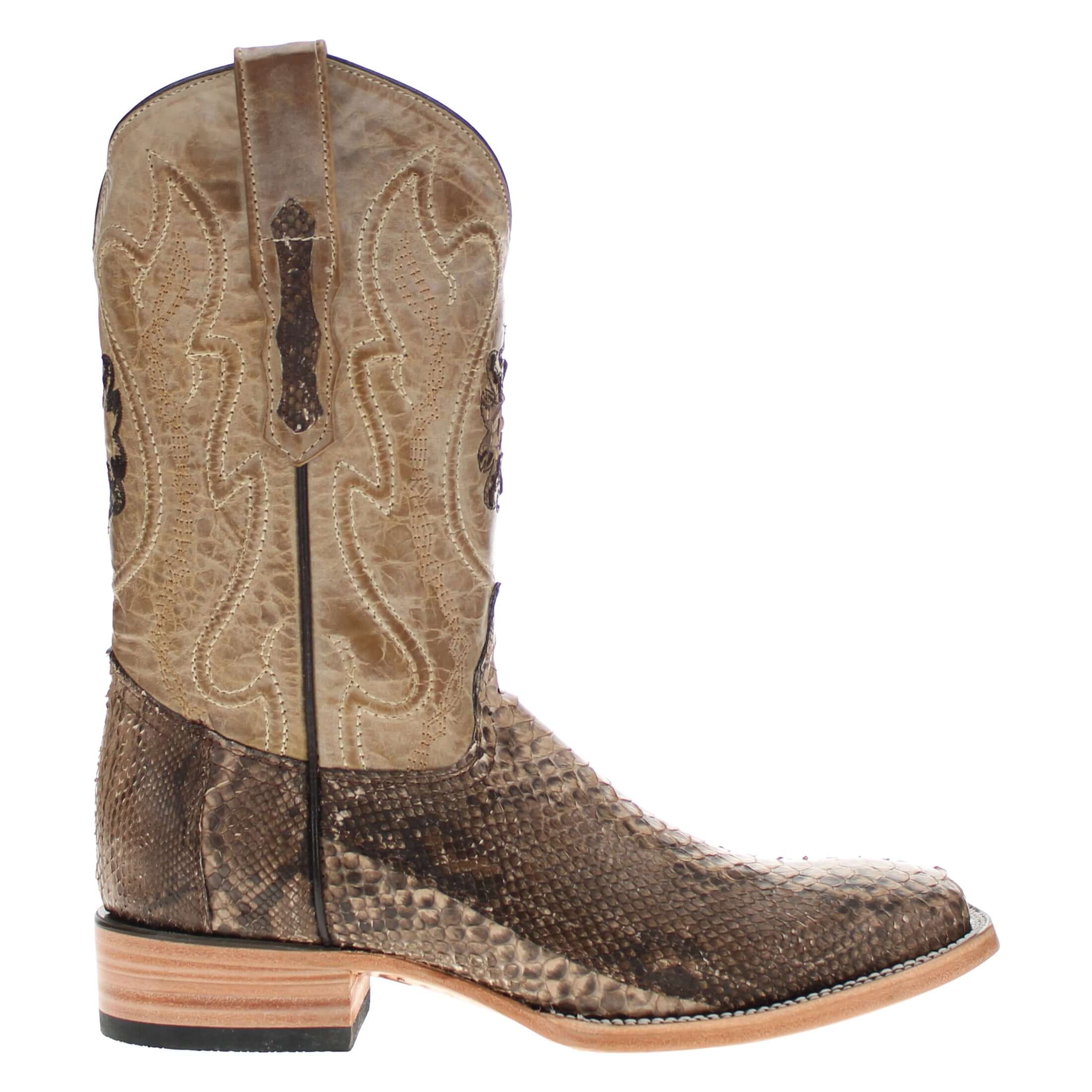 Men's Brown Python Cowboy Boots Crockett by Vaccari Core