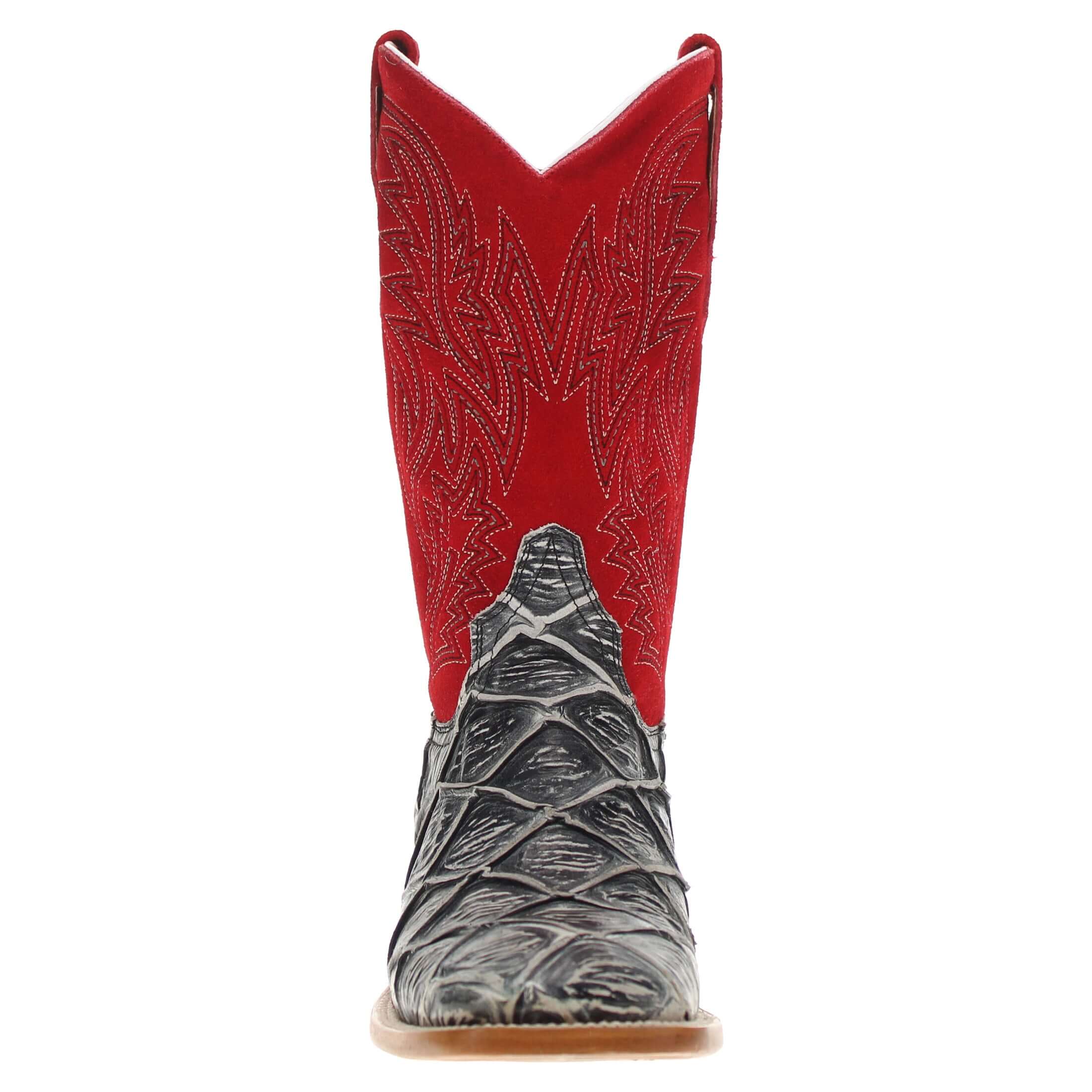 Men's Black Pirarucu Fish Print Cowboy Boots Malik by Vaccari Core