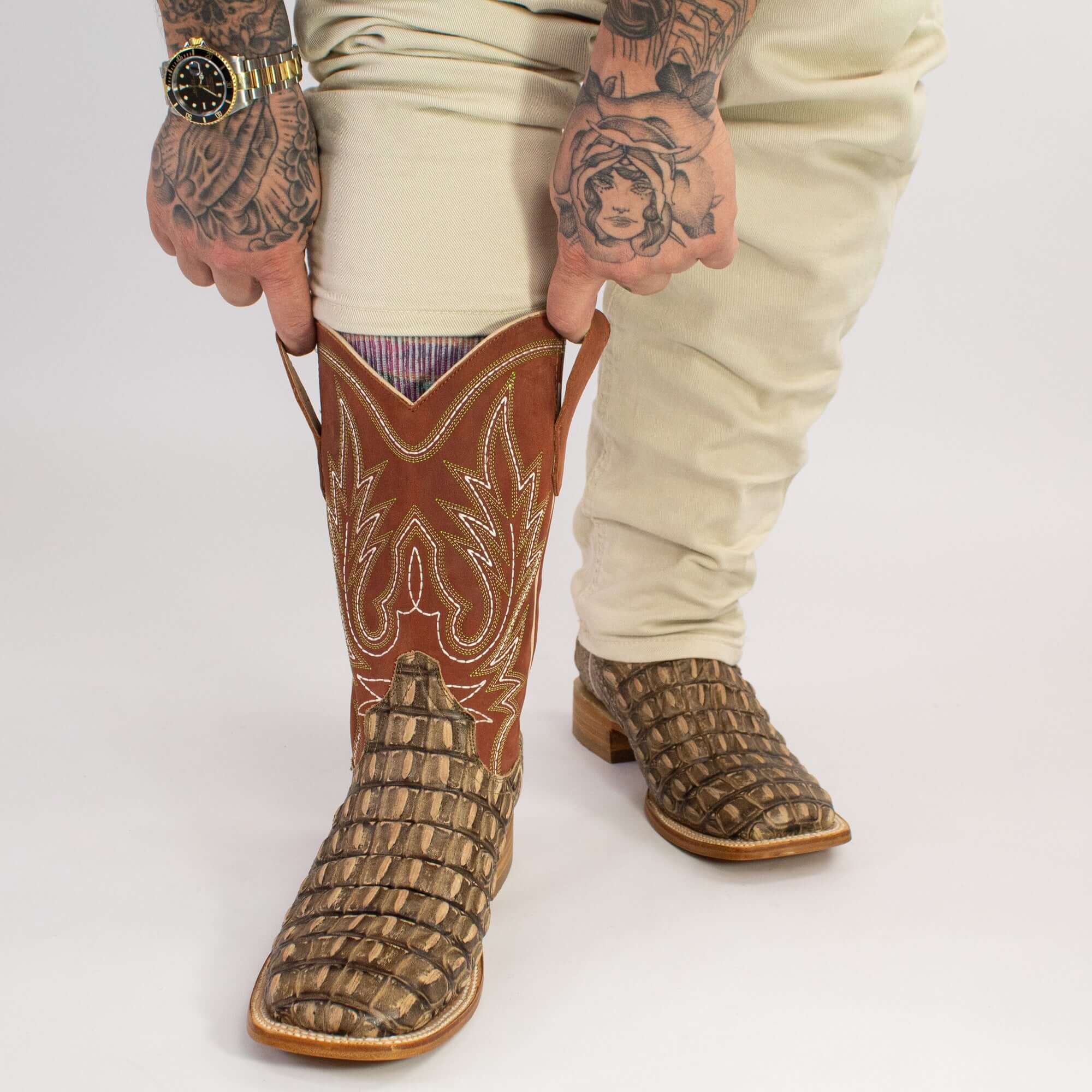 Men's Orix Alligator Hornback Print Cowboy Boots Wade by Vaccari Core