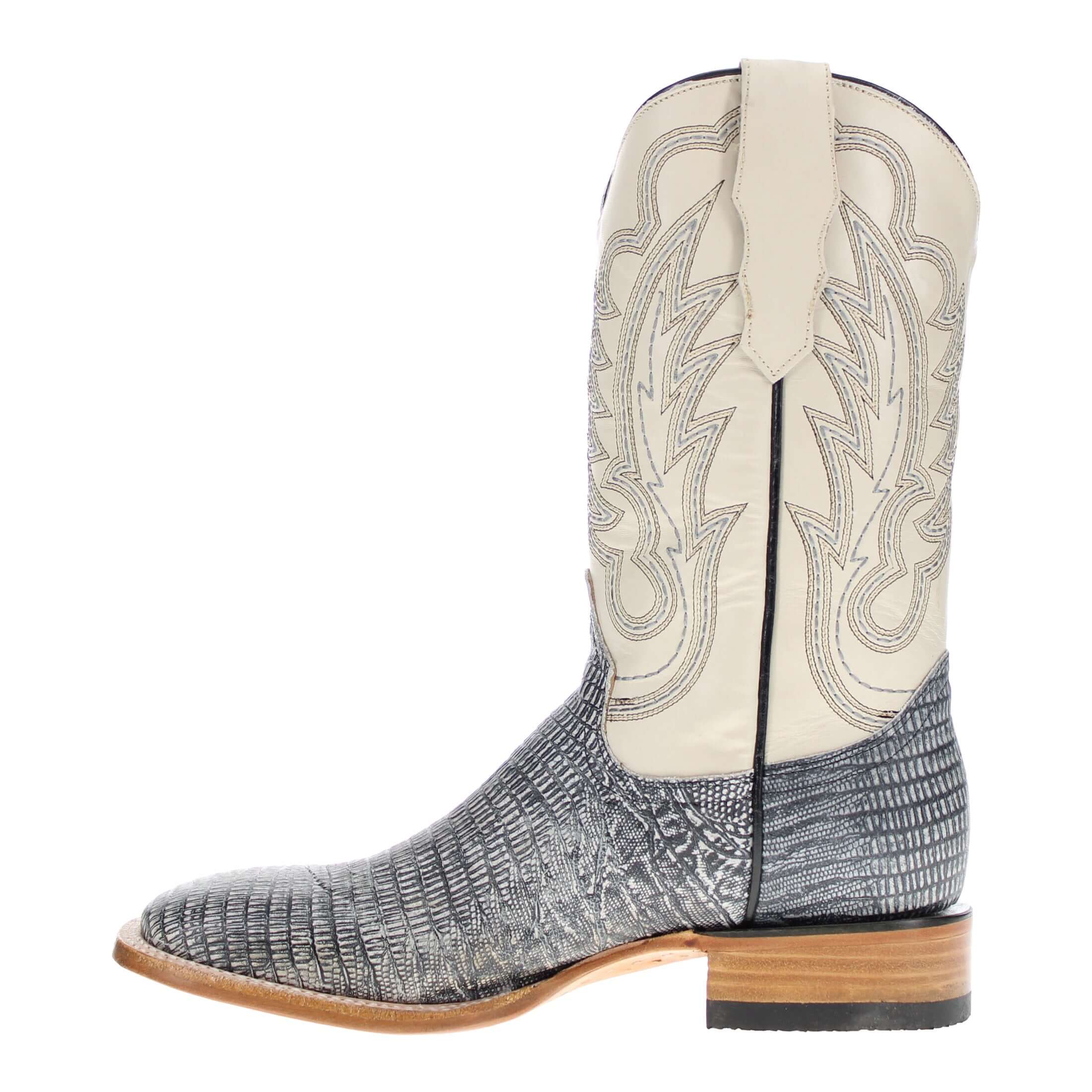 Men's Grey Lizard Print Cowboy Boots Nash by Vaccari Core