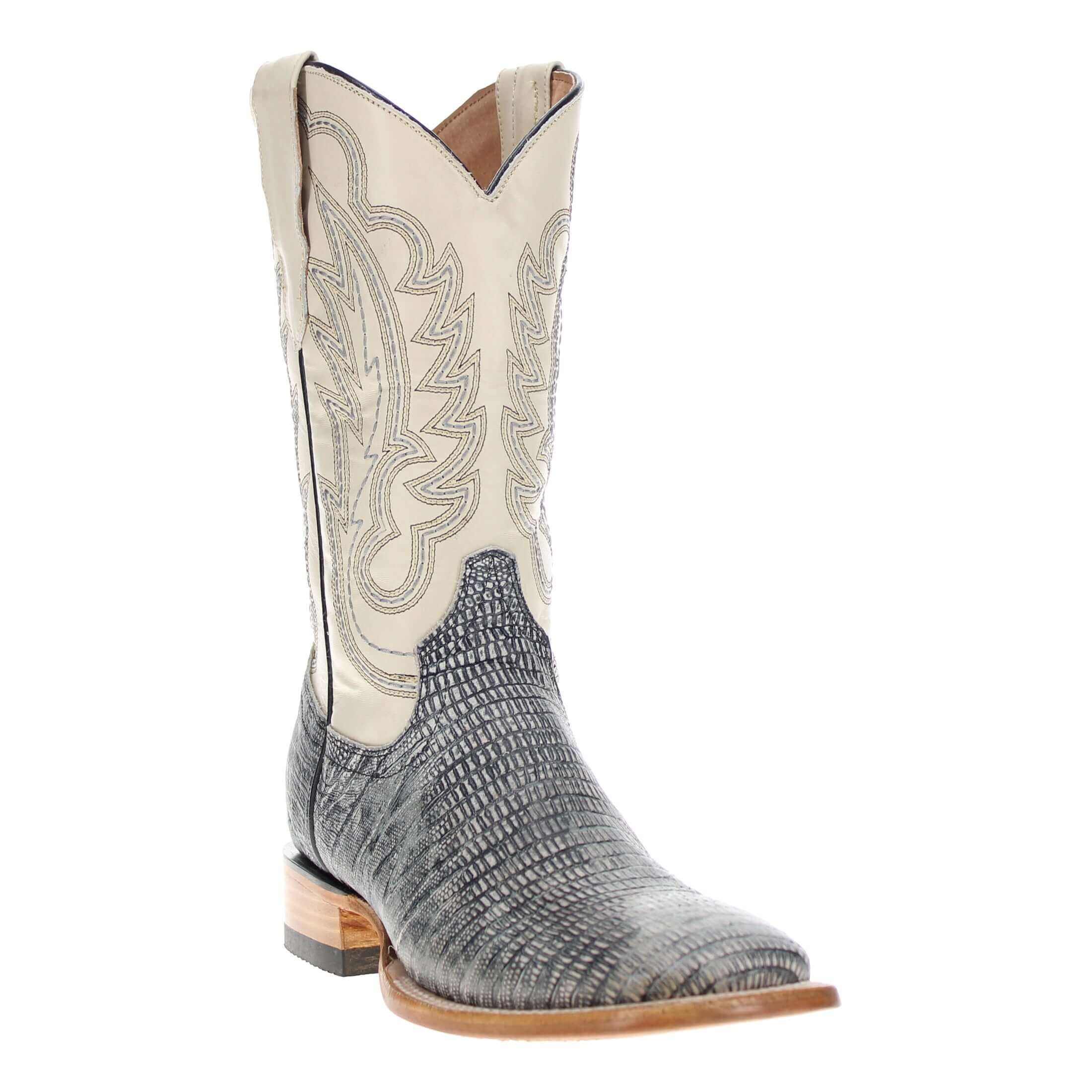 Men's Grey Lizard Print Cowboy Boots Nash by Vaccari Core
