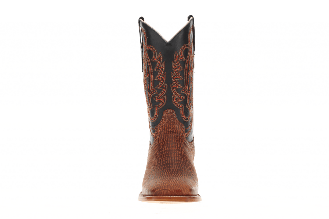 Men's Cognac Lizard Print Cowboy Boots Nash by Vaccari Core