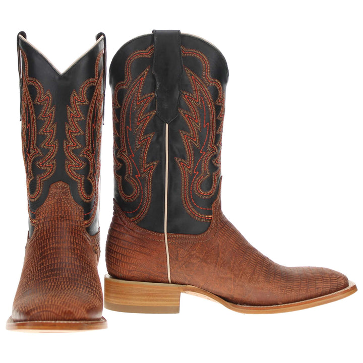 Men's Cognac Lizard Print Cowboy Boots Nash by Vaccari Core