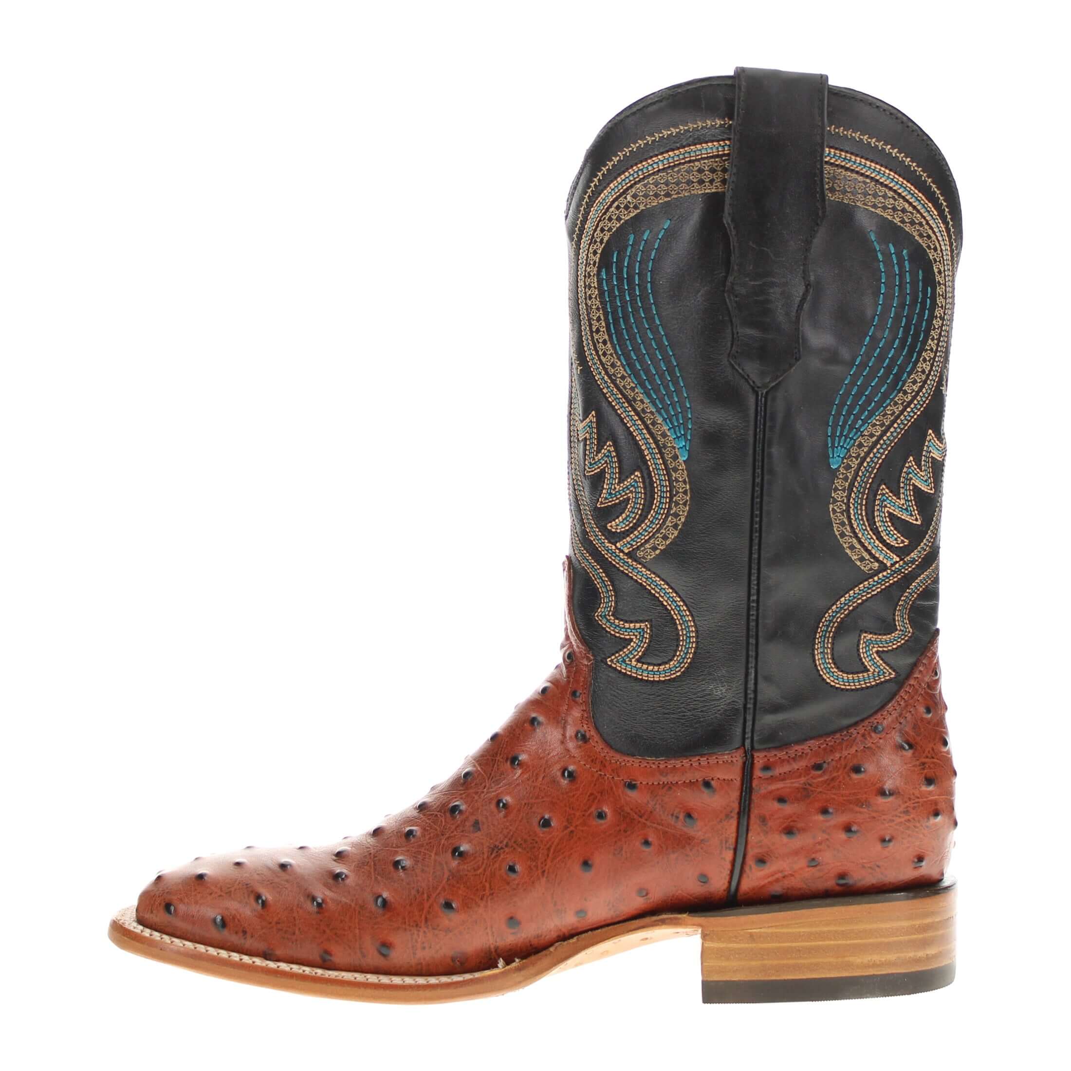 Men's Cognac Orstich Print Cowboy Boots Carson by Vaccari Core