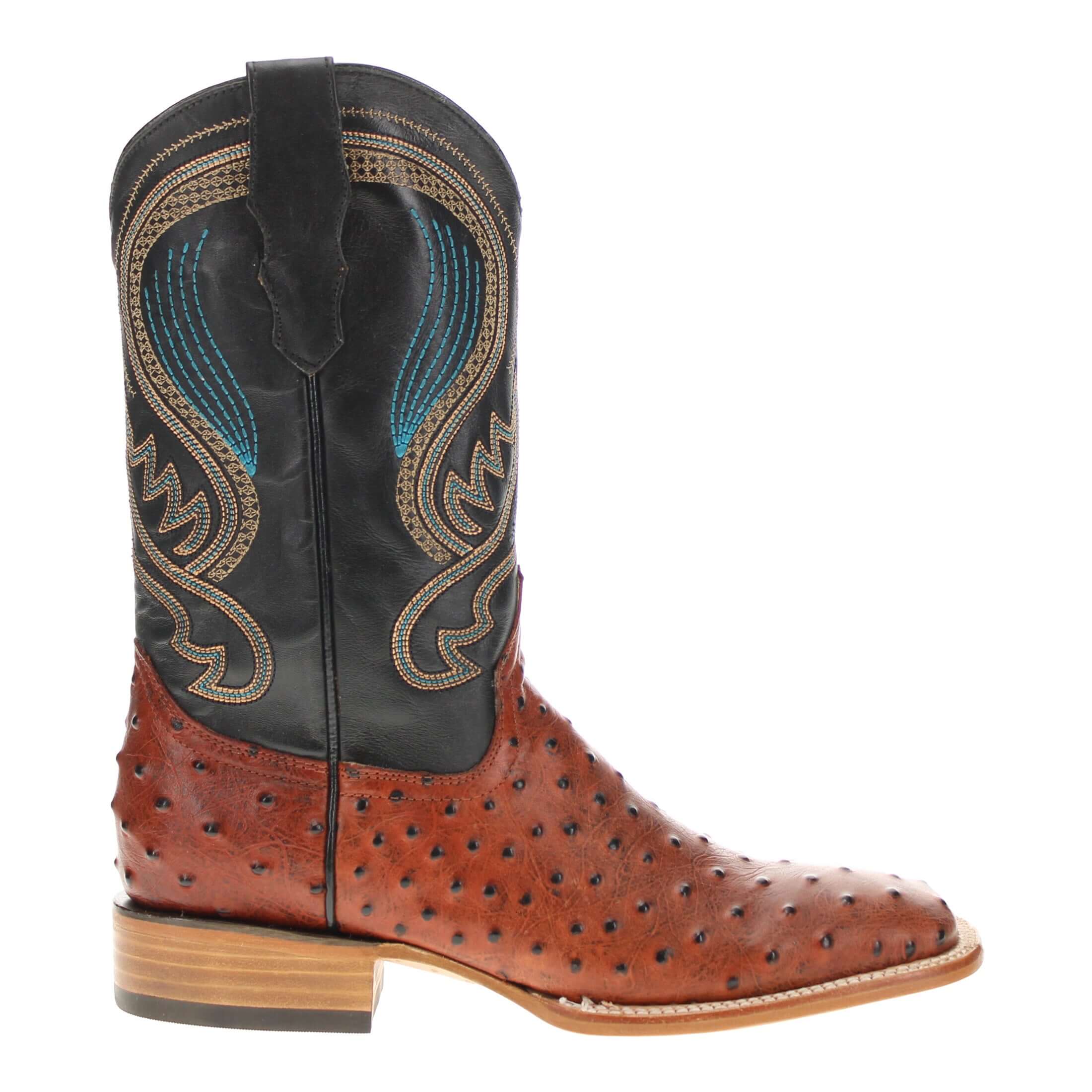 Men's Cognac Orstich Print Cowboy Boots Carson by Vaccari Core