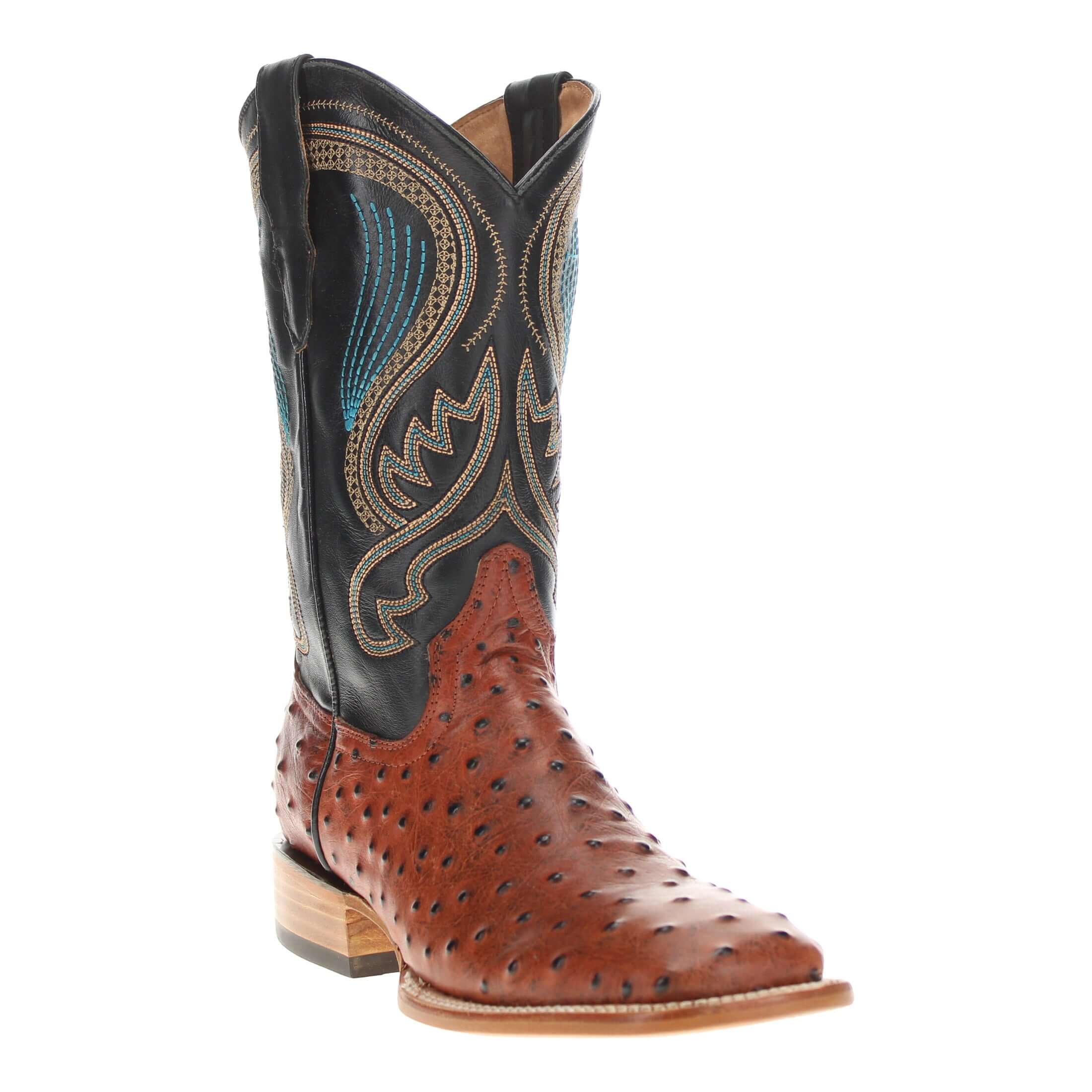 Men's Cognac Orstich Print Cowboy Boots Carson by Vaccari Core