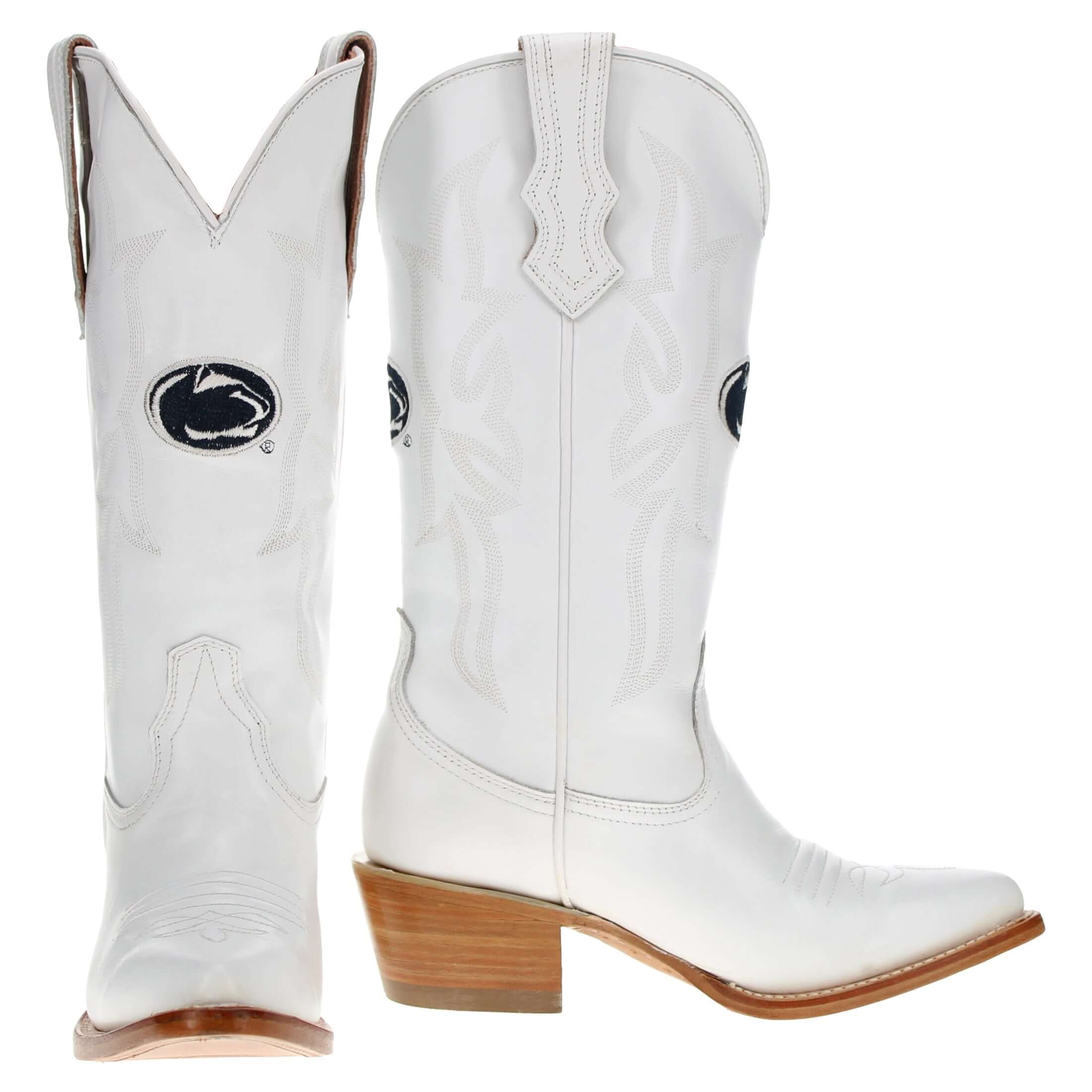 Women's Penn State White Cowgirl Boots Leighton by Vaccari University