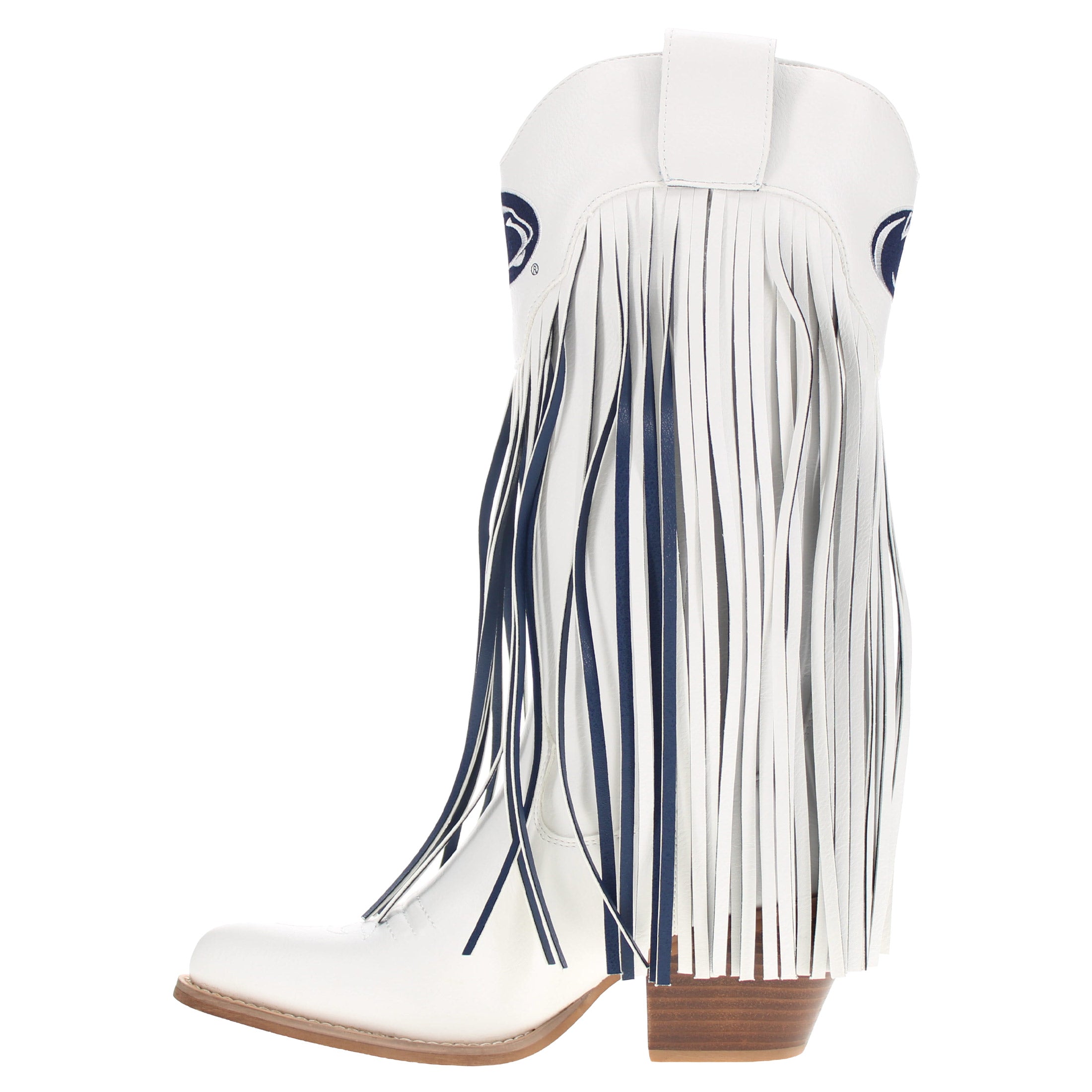 Women's Penn State University White Fringe Cowgirl Boots Kacey by V by Vaccari
