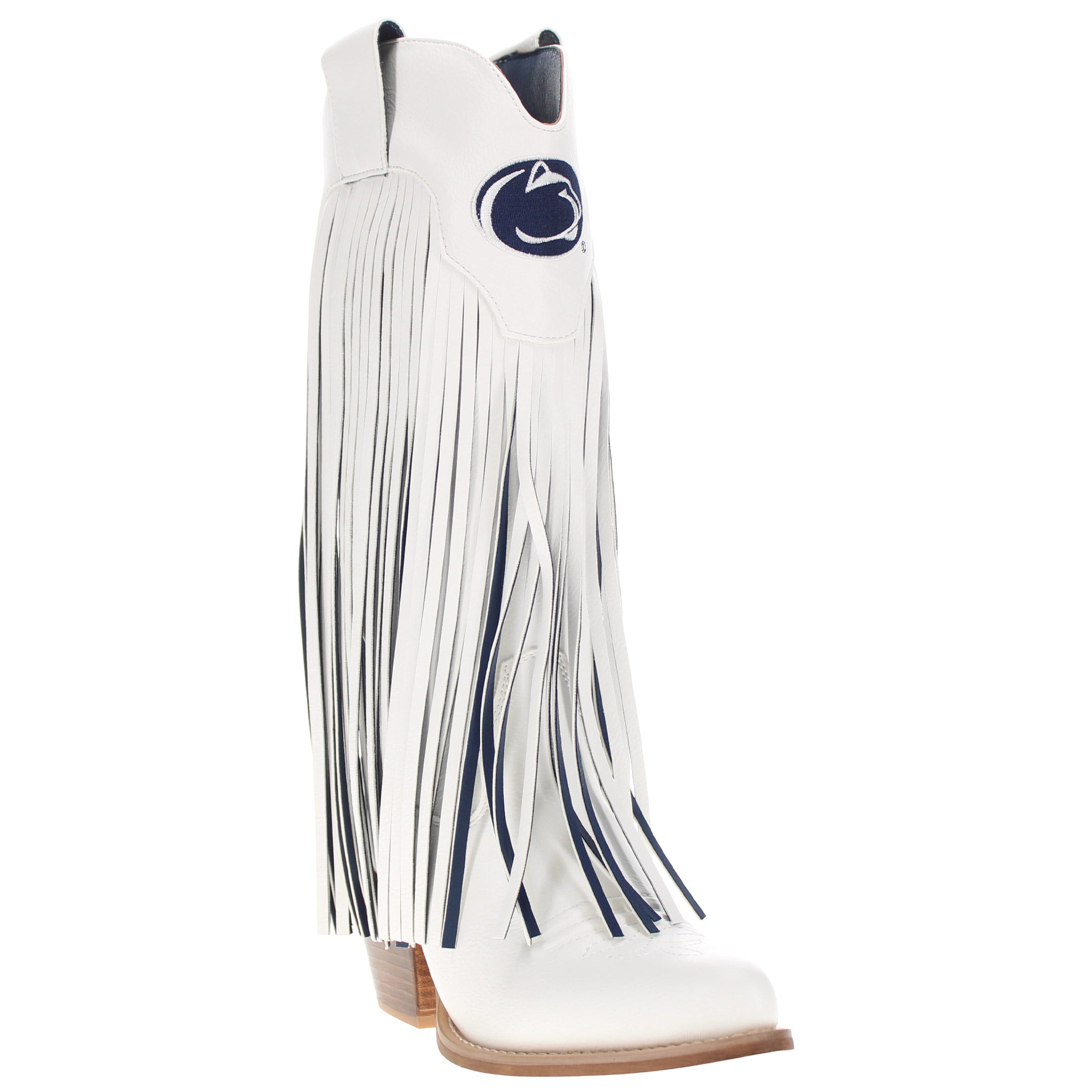 Women's Penn State University White Fringe Cowgirl Boots Kacey by V by Vaccari