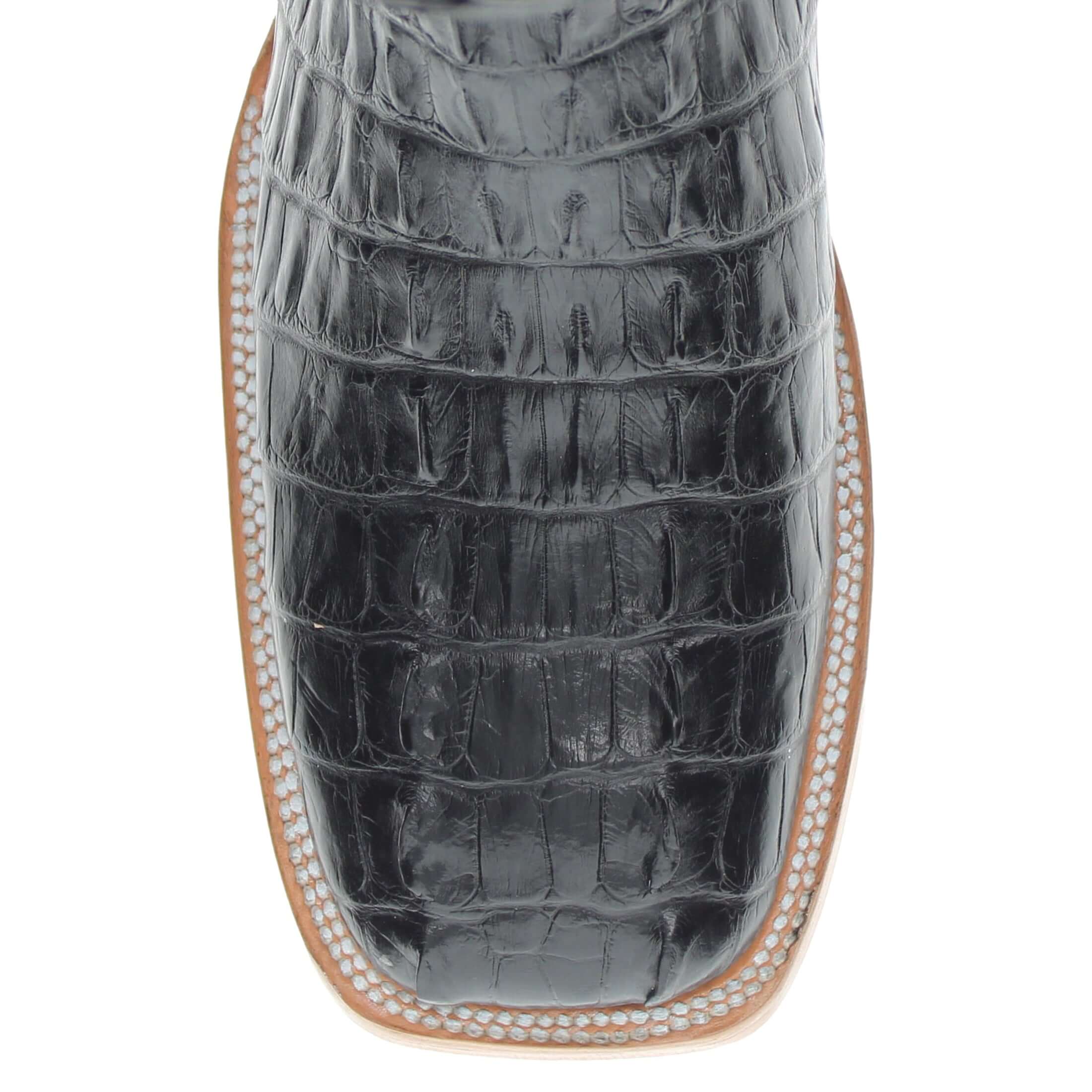 Men's Black Hornback Alligator Square Toe Vaccari Boots