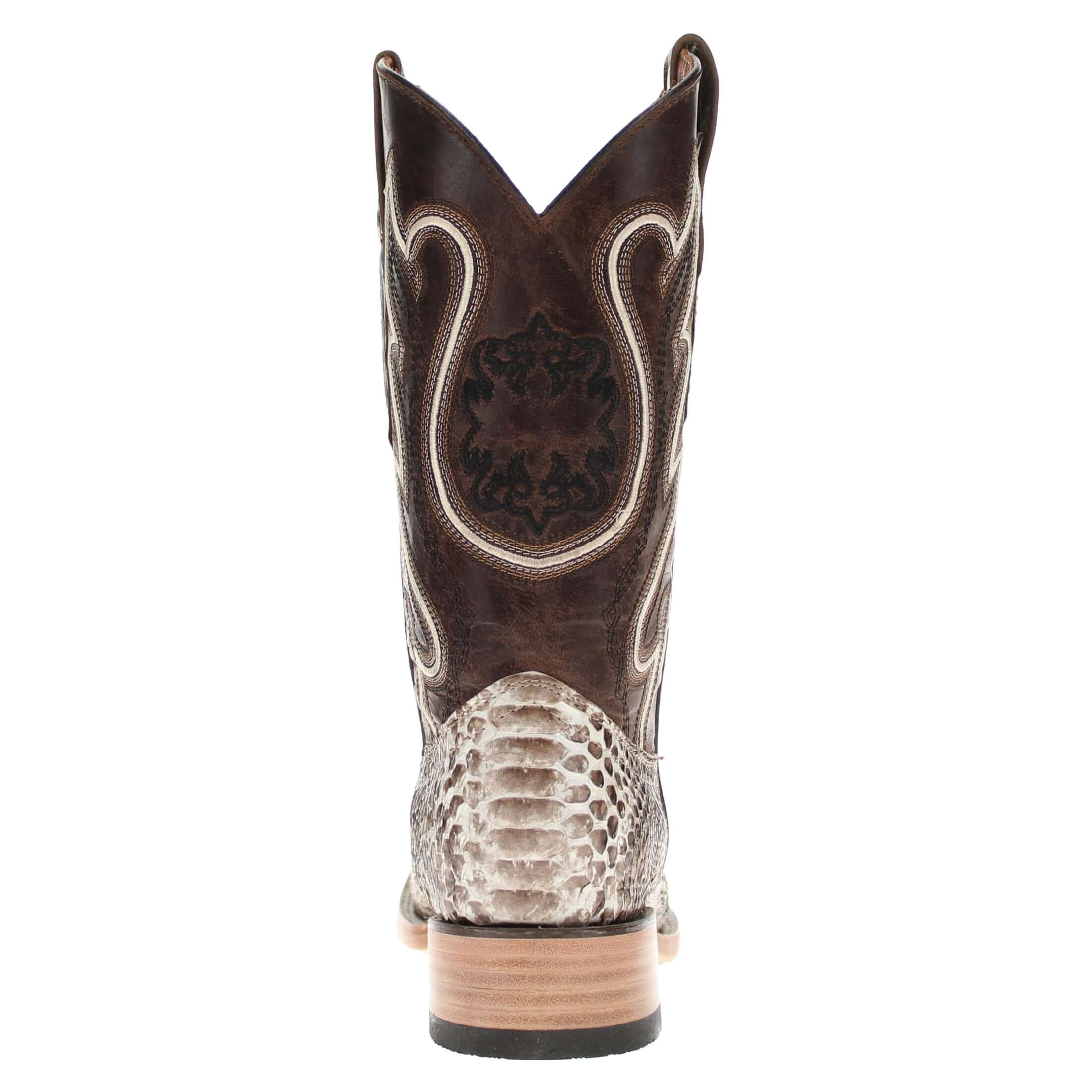 Men's Natural Python Cowboy Boots Crockett Square Toe by Vaccari Core