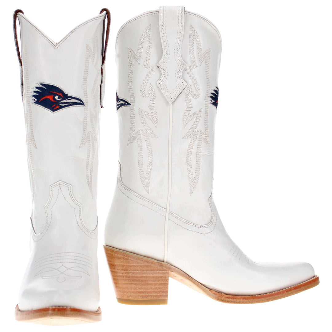 Women's UTSA All White Pointed Toe Cowgirl Boots Leighton Vaccari University