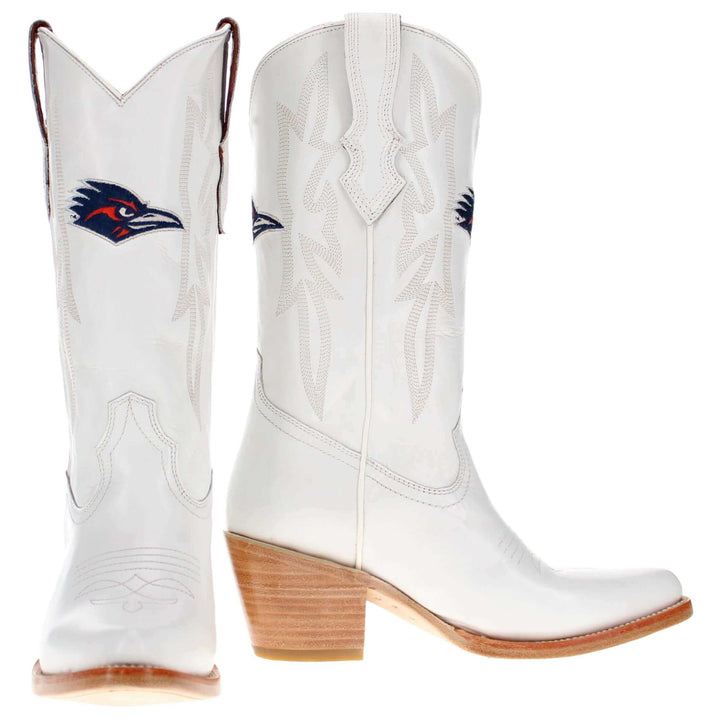 Women's UTSA All White Pointed Toe Cowgirl Boots Leighton Vaccari University