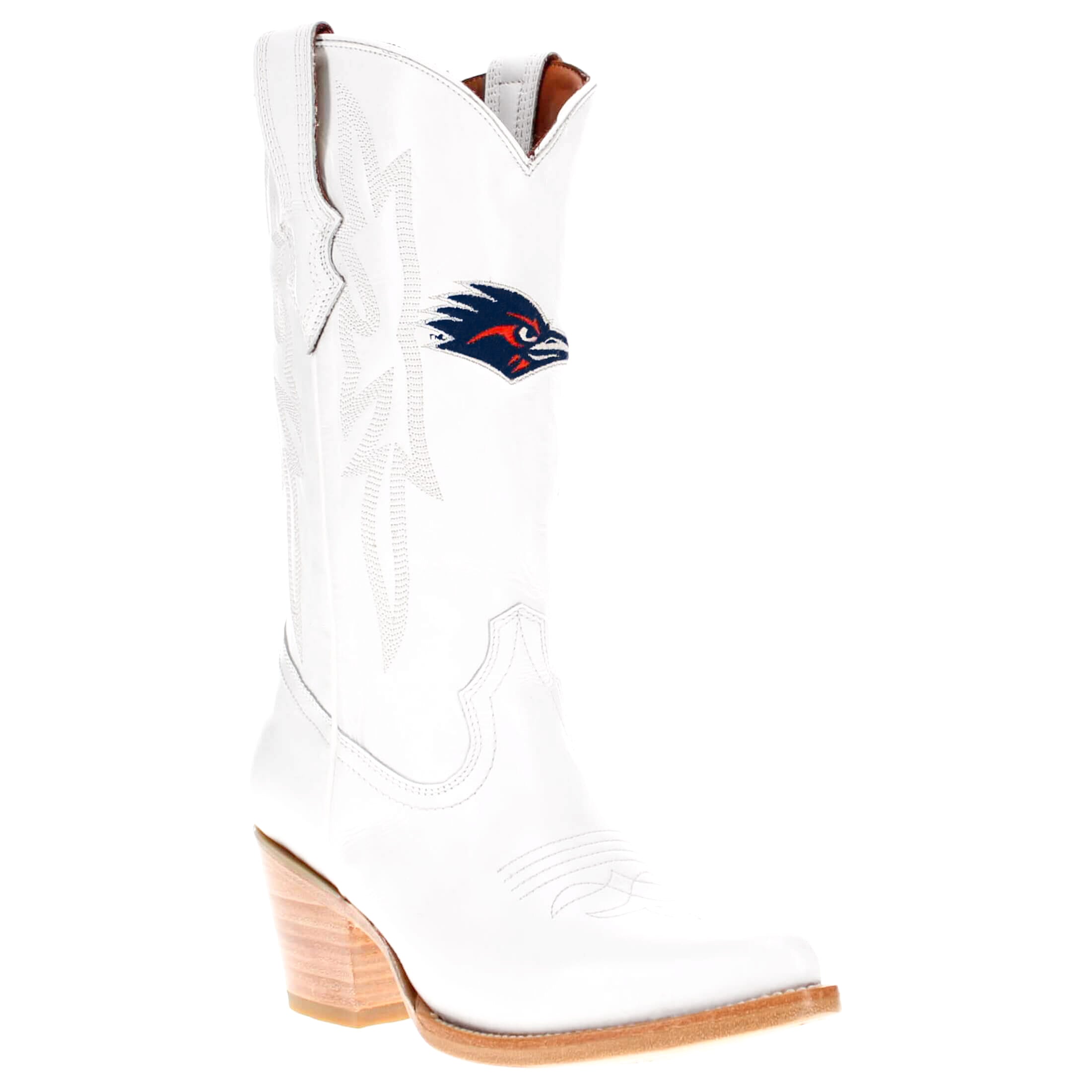 Women's UTSA All White Pointed Toe Cowgirl Boots Leighton Vaccari University