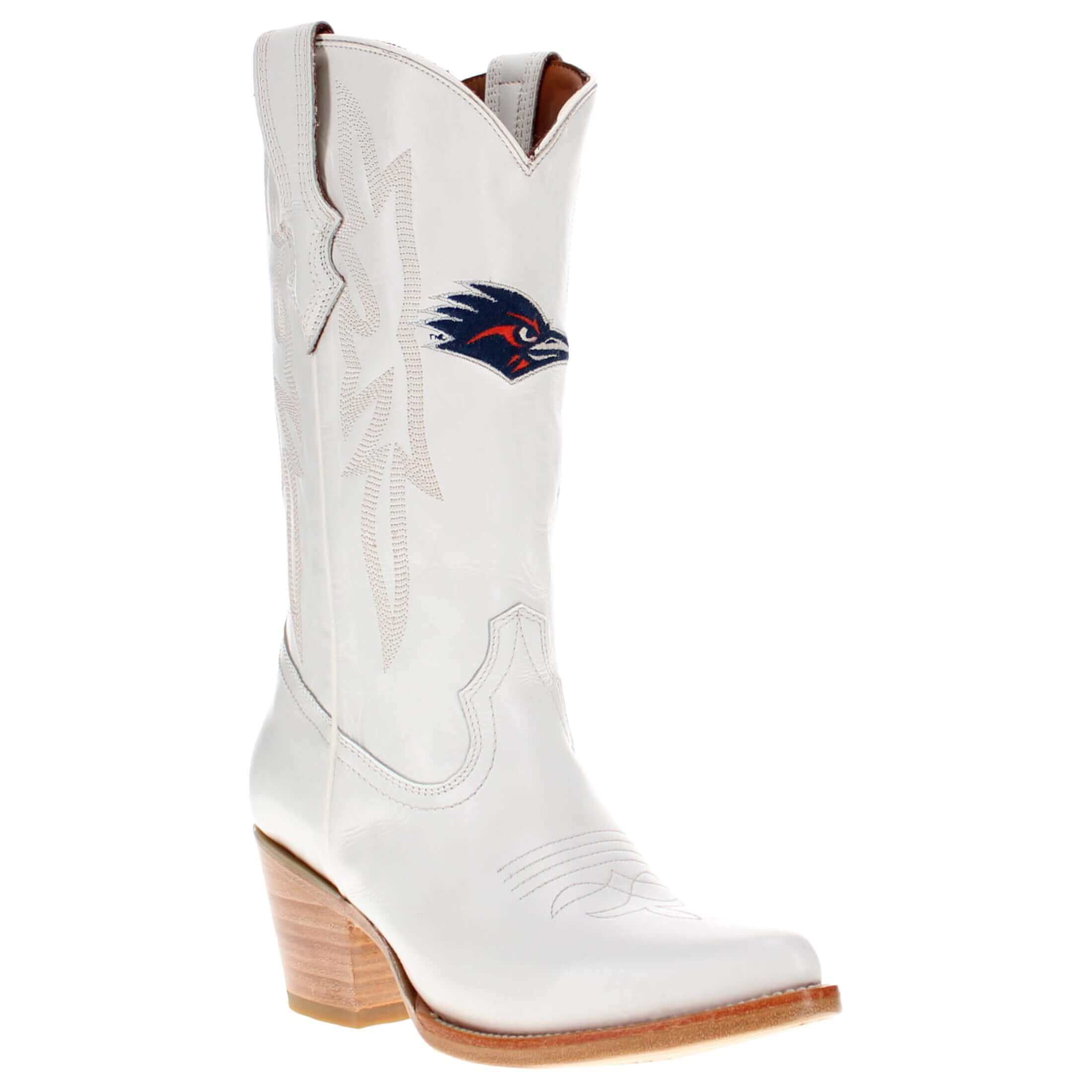 Women's UTSA All White Pointed Toe Cowgirl Boots Leighton Vaccari University