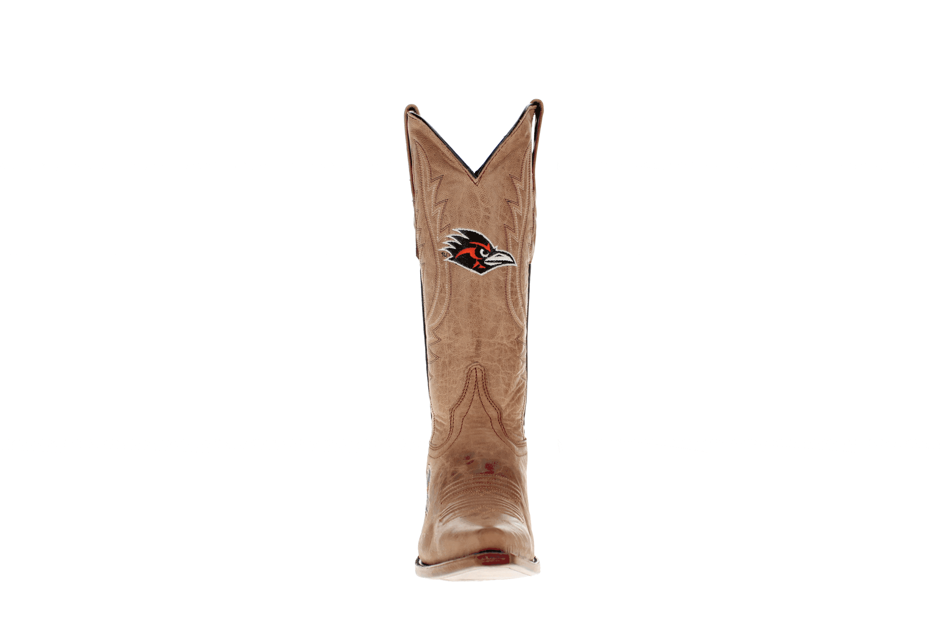 Women's University of Texas at San Antonio UTSA Roadrunners Tan Leather Snip Toe Cowgirl Boots by Vaccari