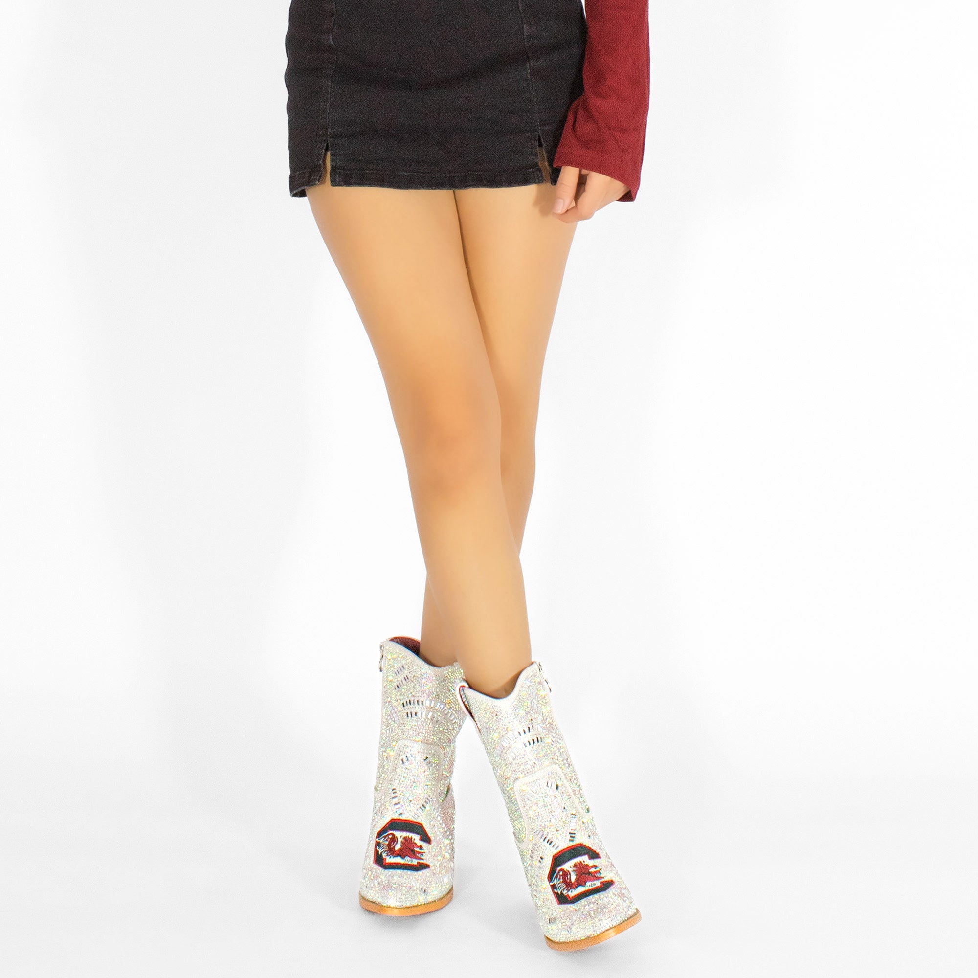 Women's University of South Carolina Natural Bling Cowgirl Booties Jade by V by Vaccari