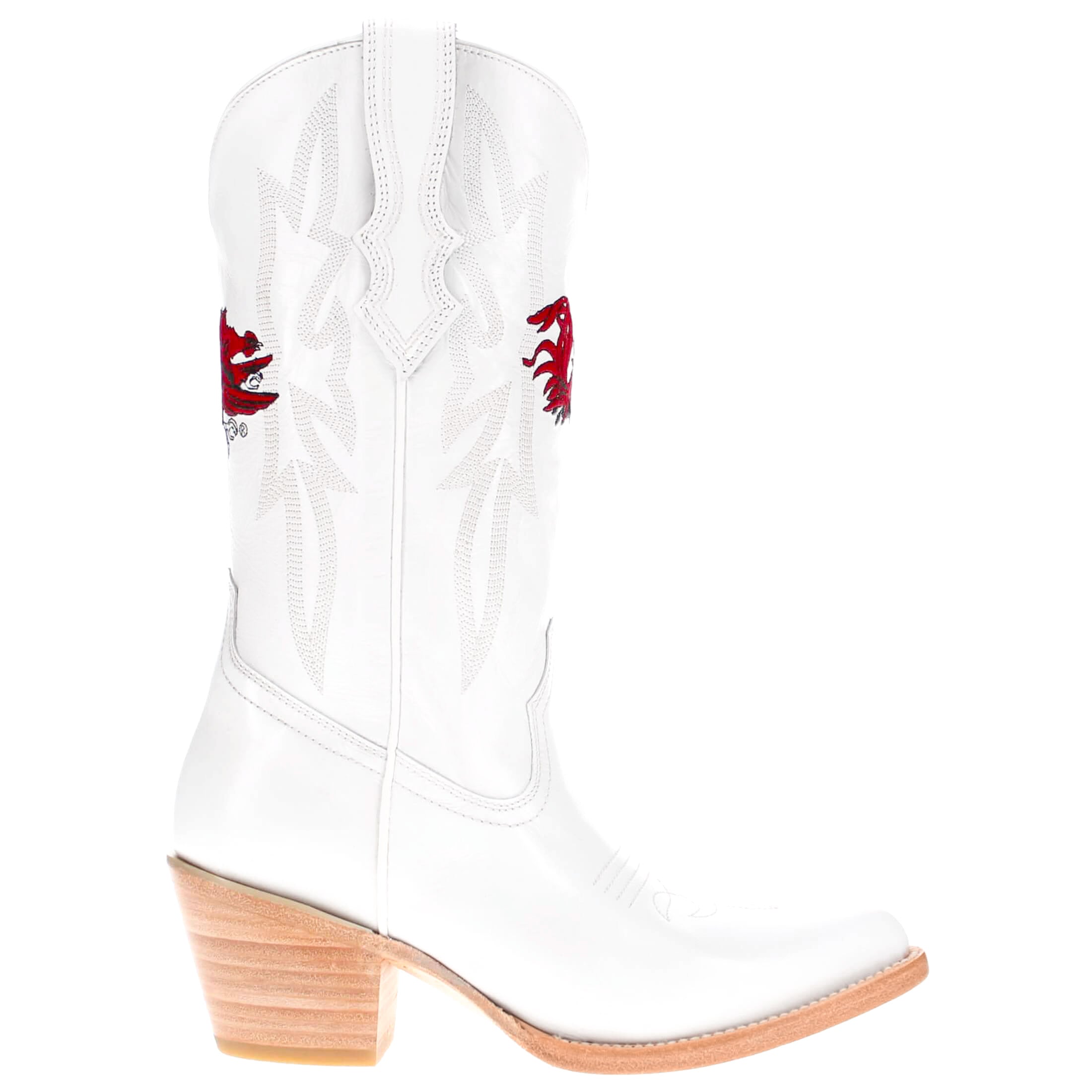 Women's South Carolina University All White Pointed Toe Cowgirl Boots Leighton Vaccari University