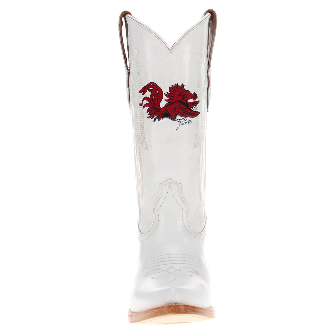 Women's South Carolina University All White Pointed Toe Cowgirl Boots Leighton Vaccari University