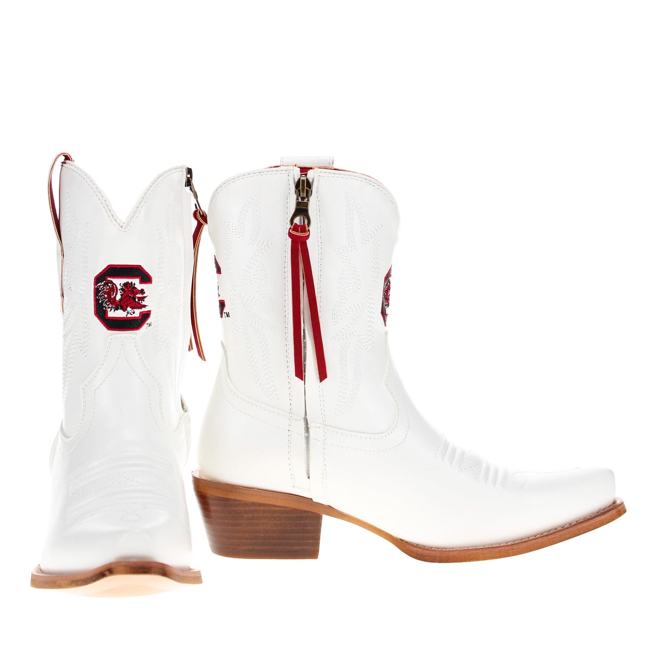 Women's University of South Carolina White Cowgirl Boots with Color Tassel Lynn by V by Vaccari