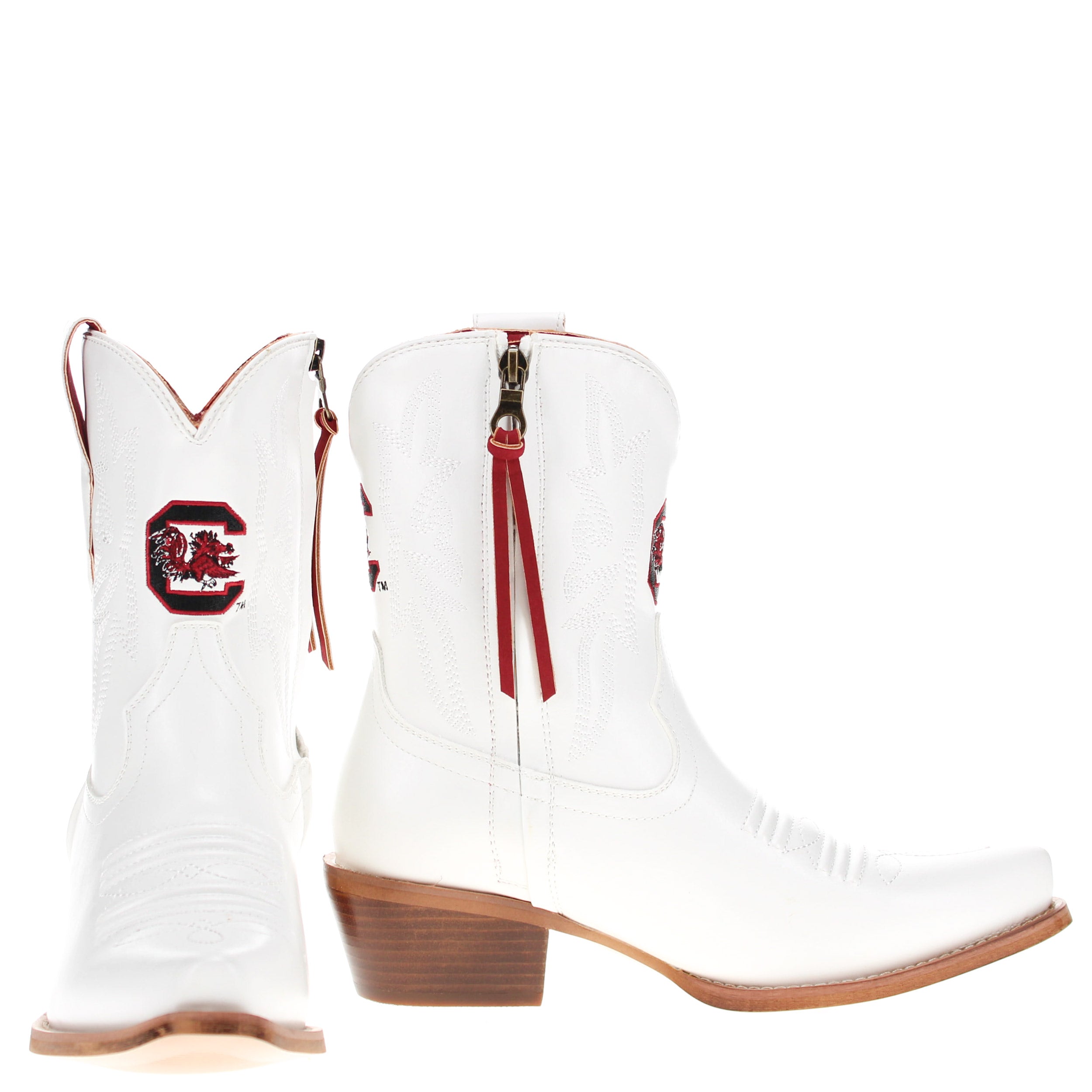 Women's University of South Carolina White Cowgirl Boots with Color Tassel Lynn by V by Vaccari