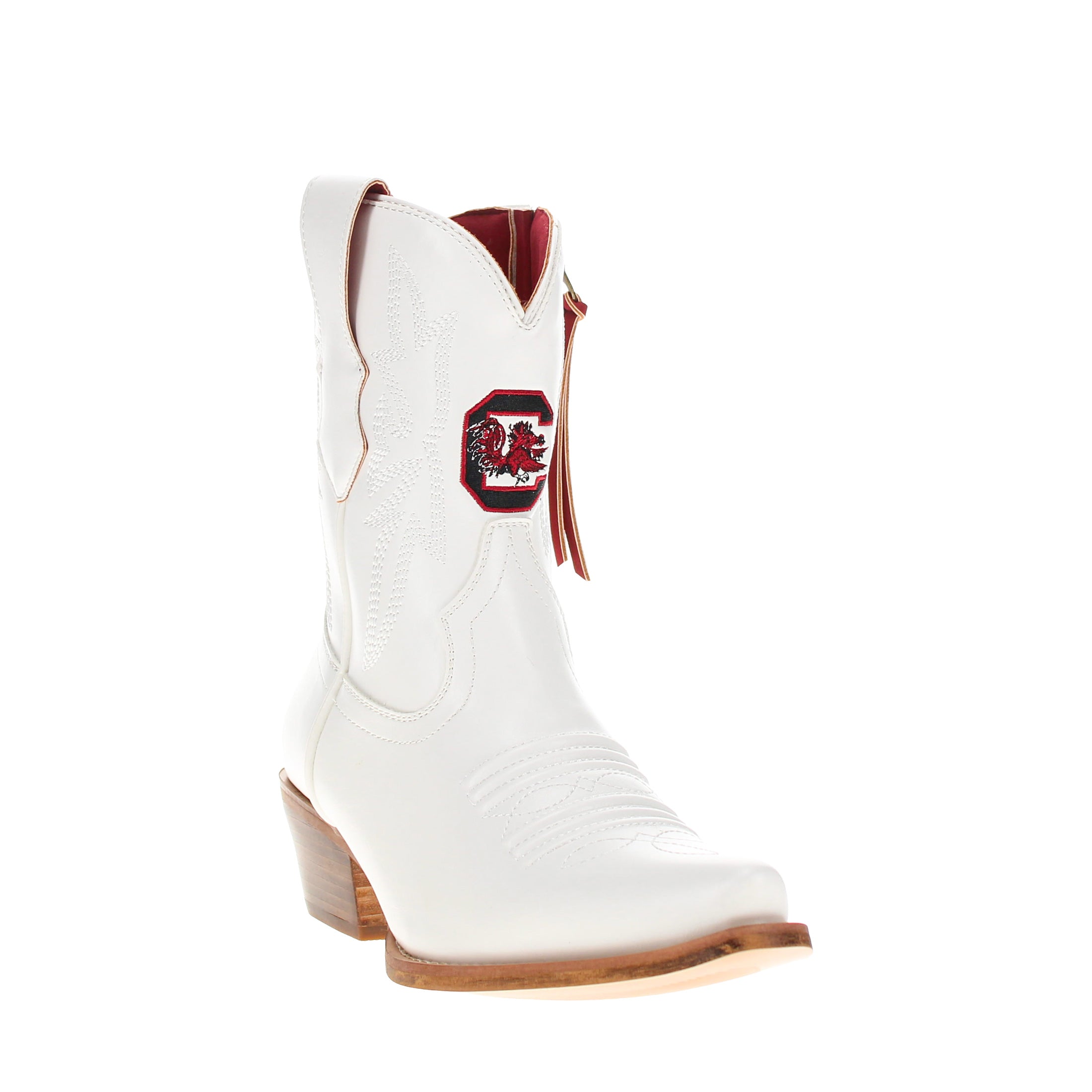 Women's University of South Carolina White Cowgirl Boots with Color Tassel Lynn by V by Vaccari