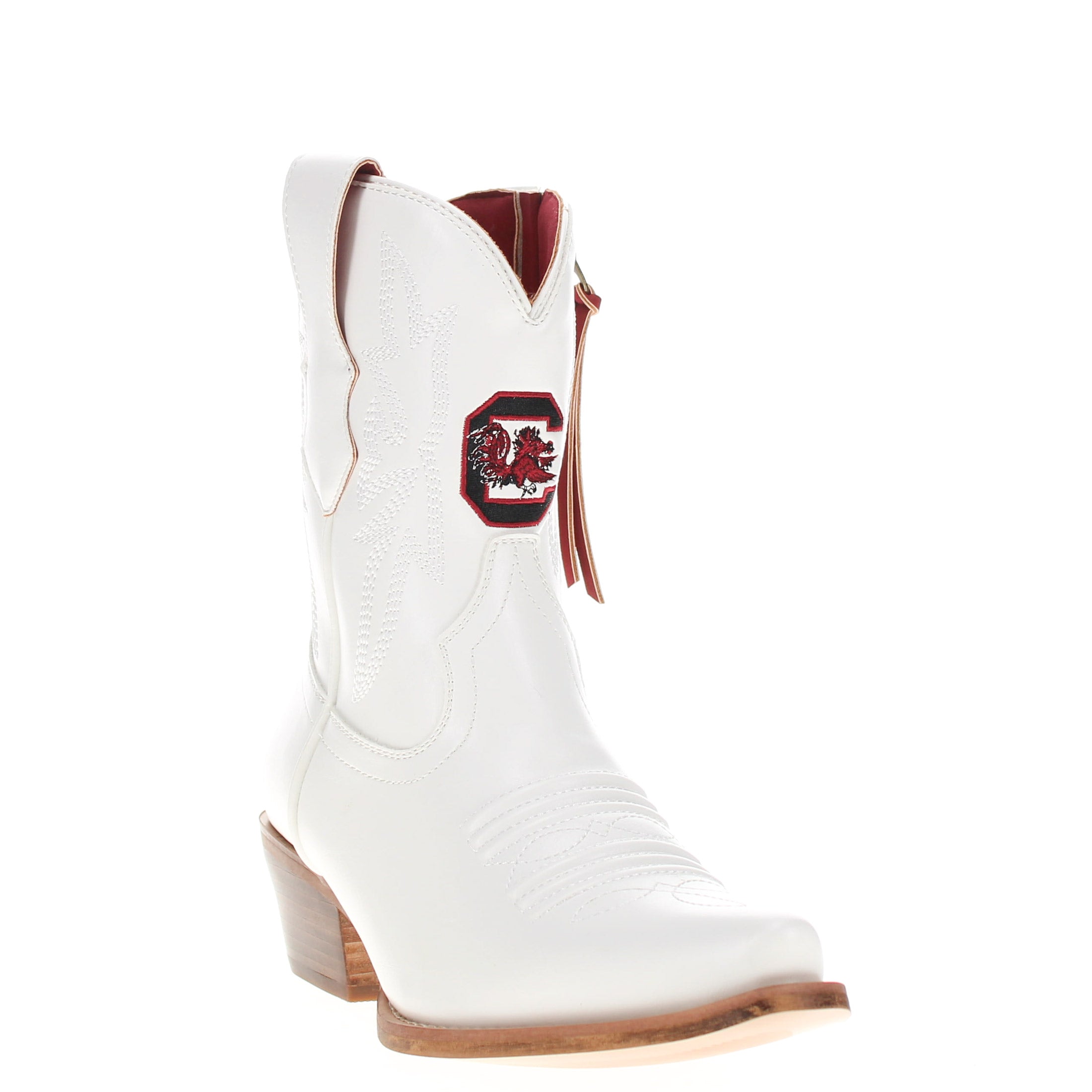 Women's University of South Carolina White Cowgirl Boots with Color Tassel Lynn by V by Vaccari