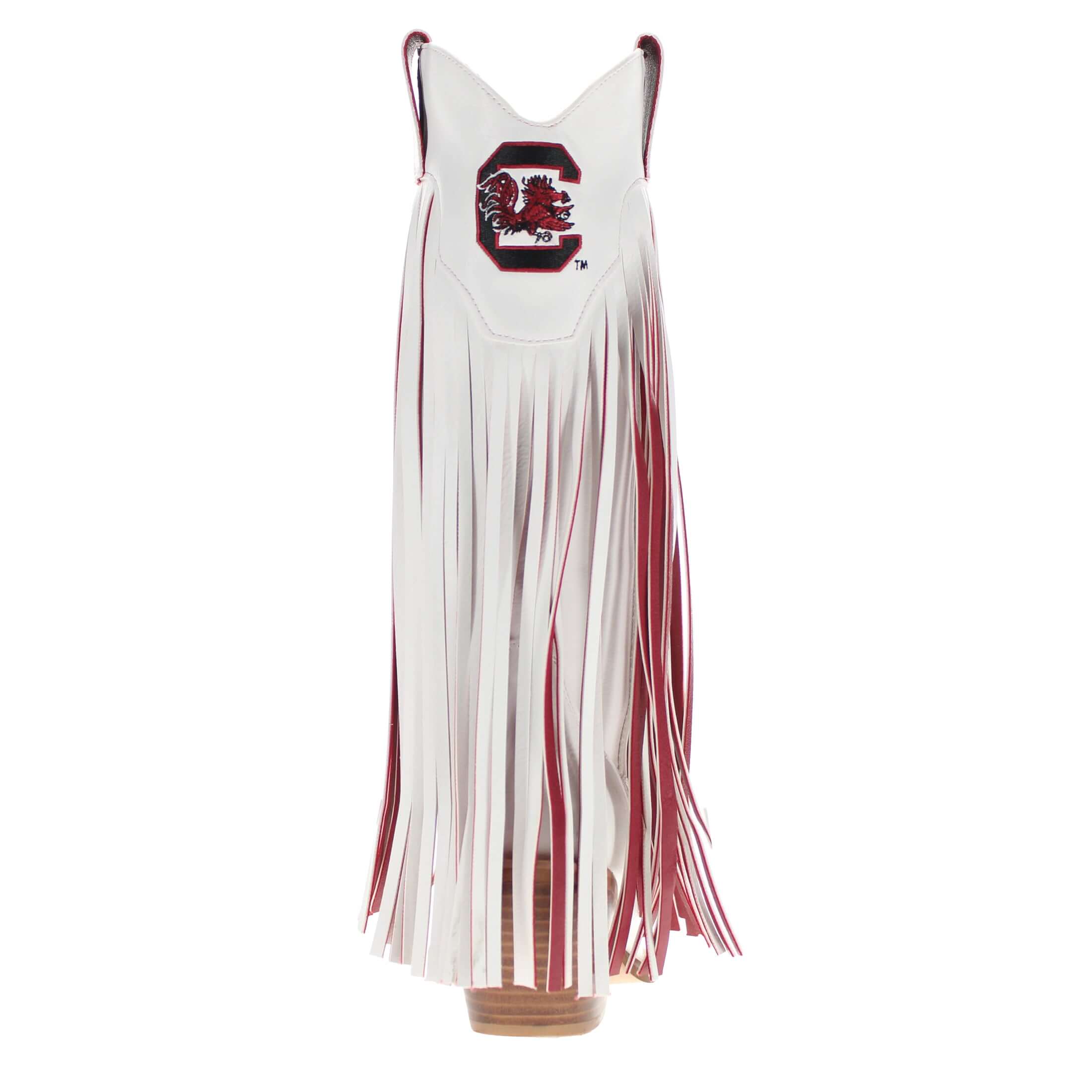 University of South Carolina Kacey White Fringe Boot By V By Vaccari