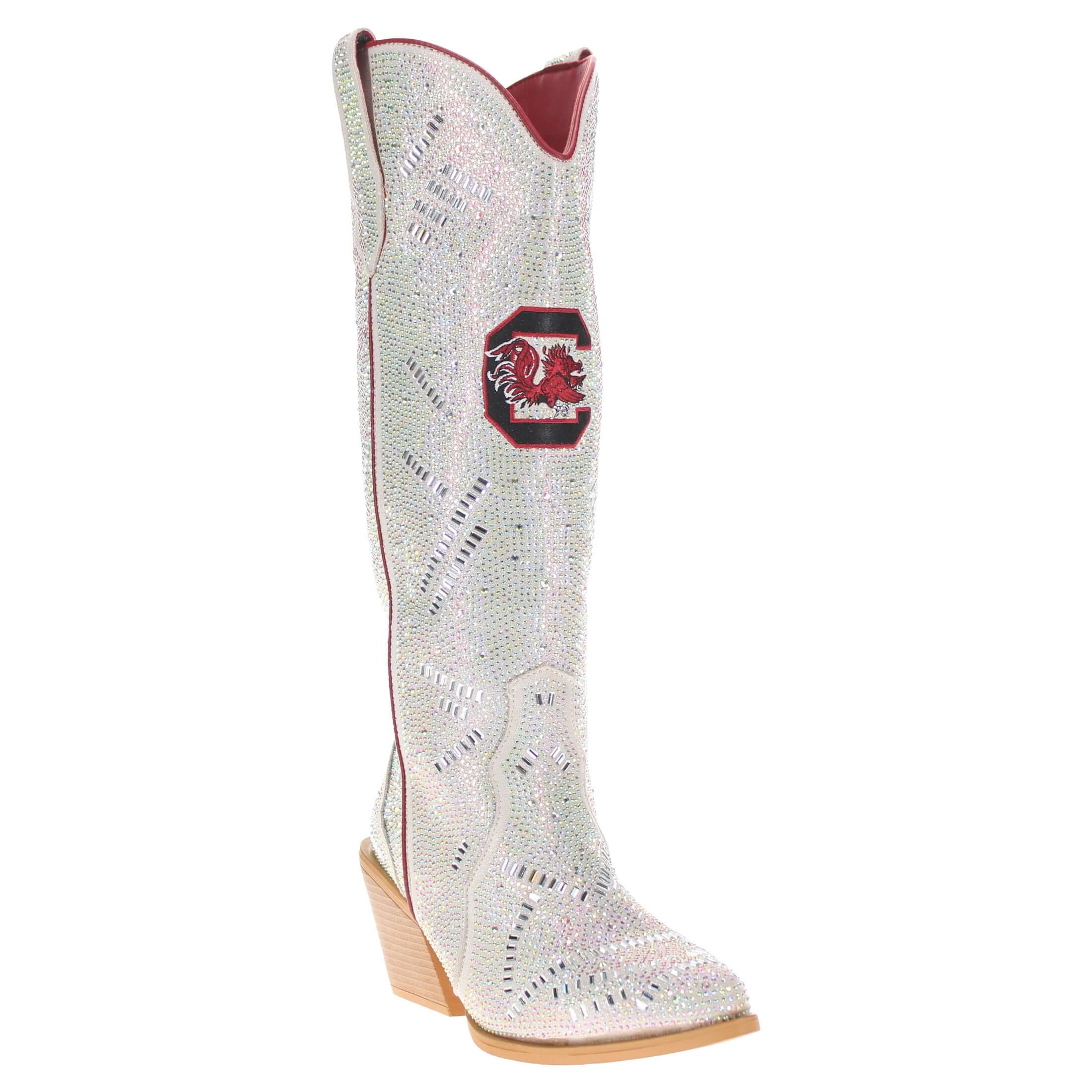 Women's University of South Carolina Natural Tall Bling Cowgirl Boots Amber by V by Vaccari