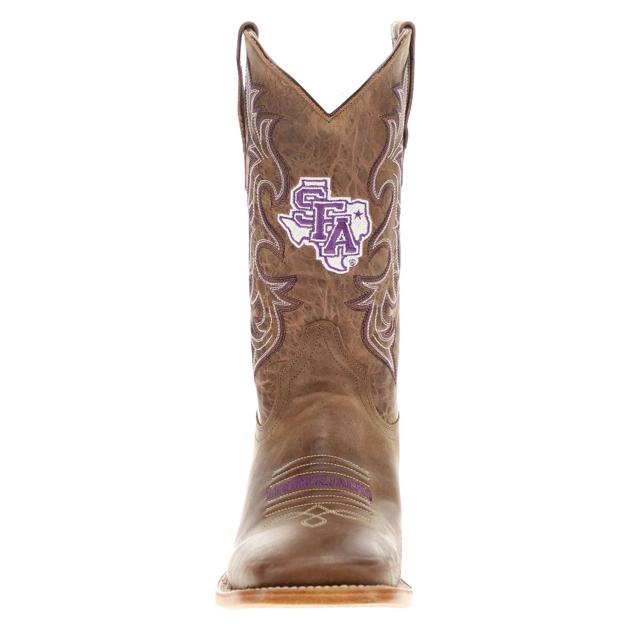 Men's Stephen F. Austin State University Tan Sqaure Toe Cowboy Boots by Vaccari