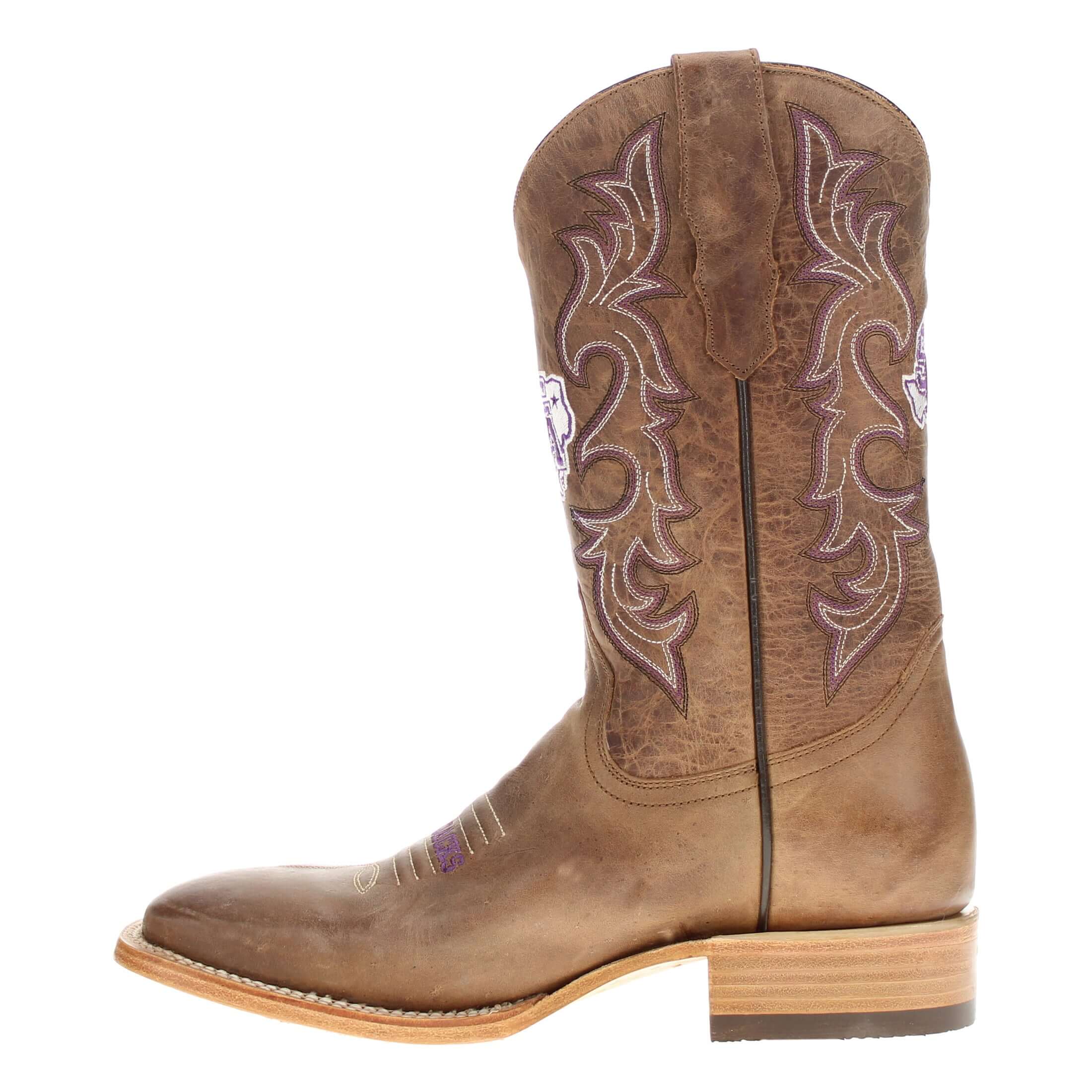 Men's Stephen F. Austin State University Tan Sqaure Toe Cowboy Boots by Vaccari