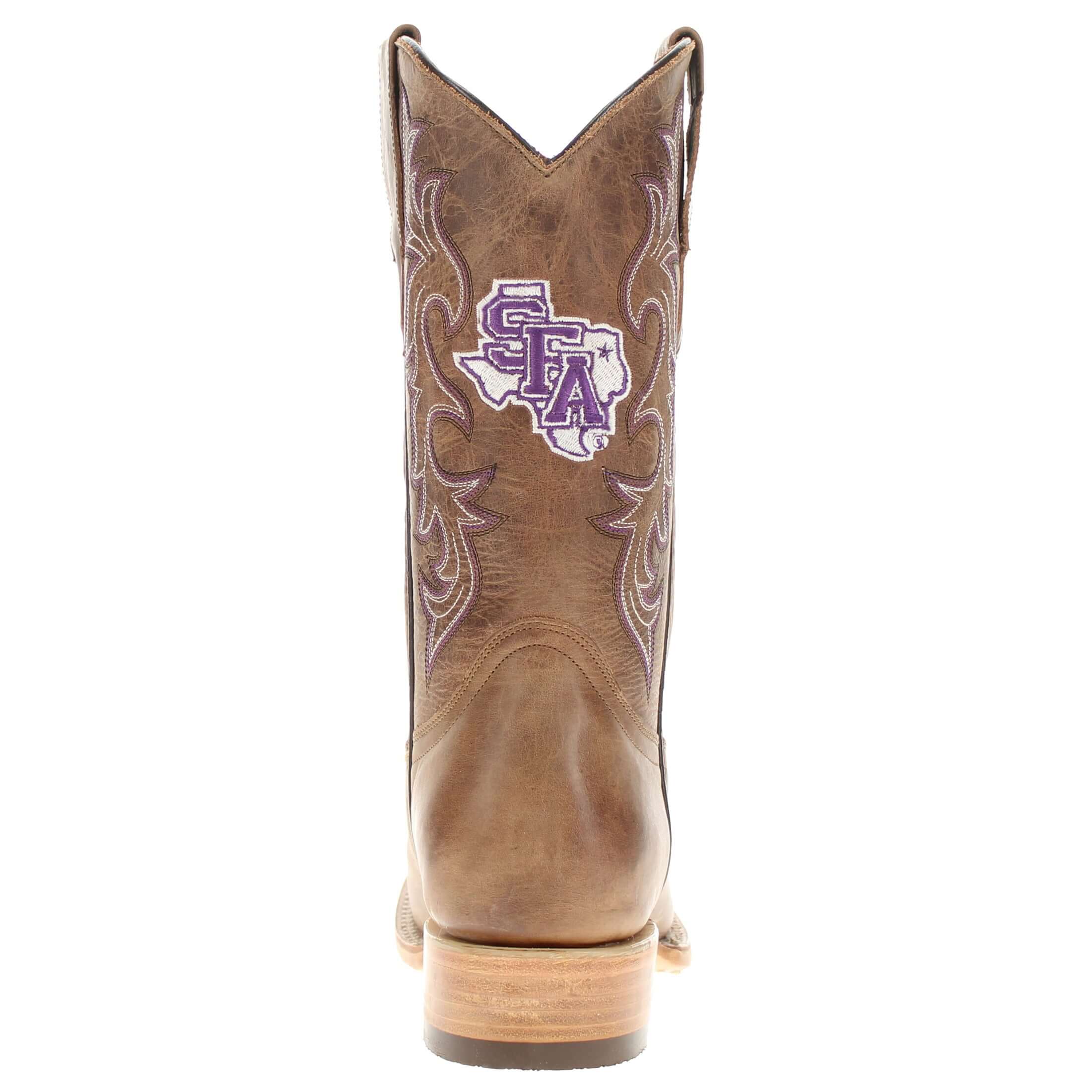 Men's Stephen F. Austin State University Tan Sqaure Toe Cowboy Boots by Vaccari
