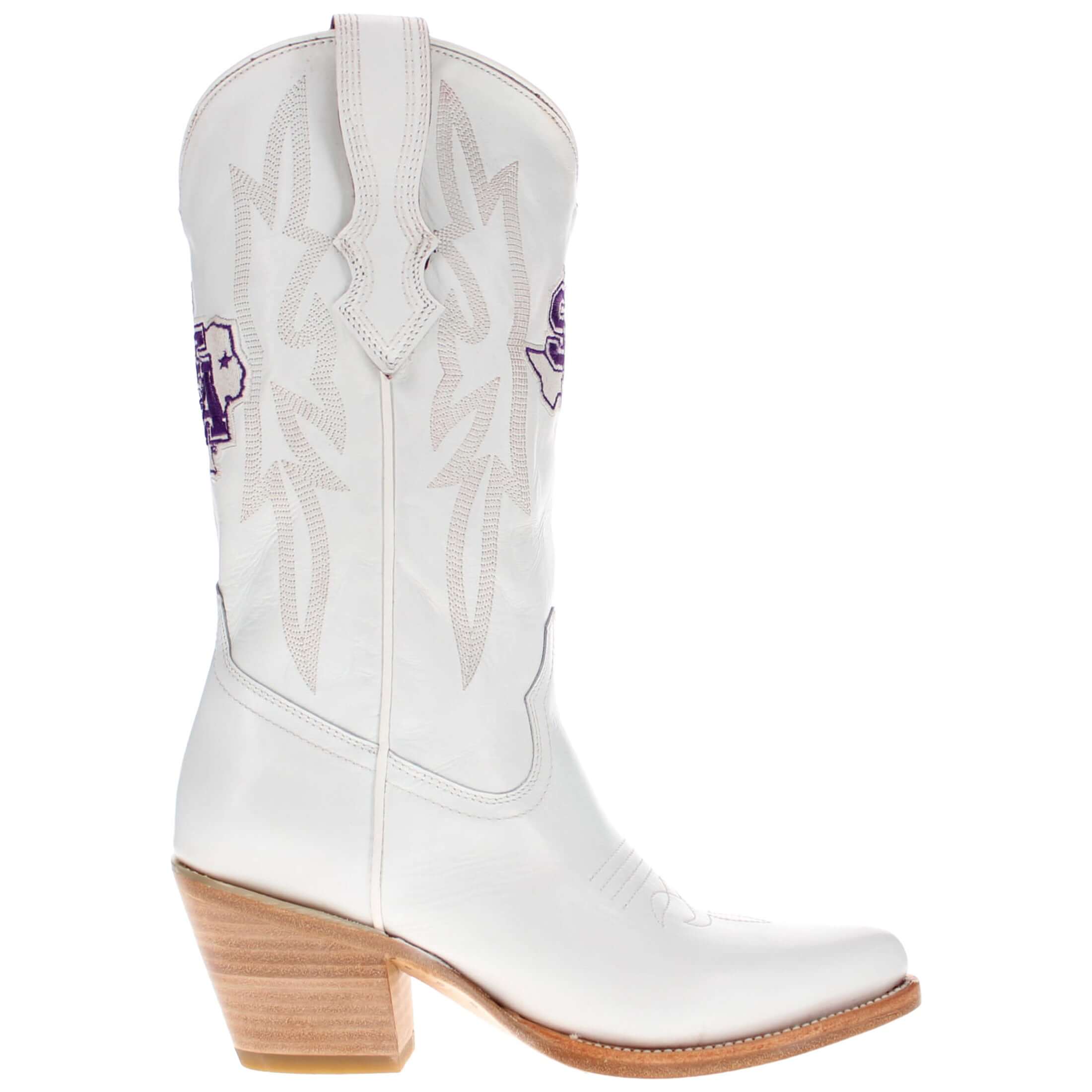 Women's Stephen F. Austin All White Pointed Toe Cowgirl Boots Leighton Vaccari University