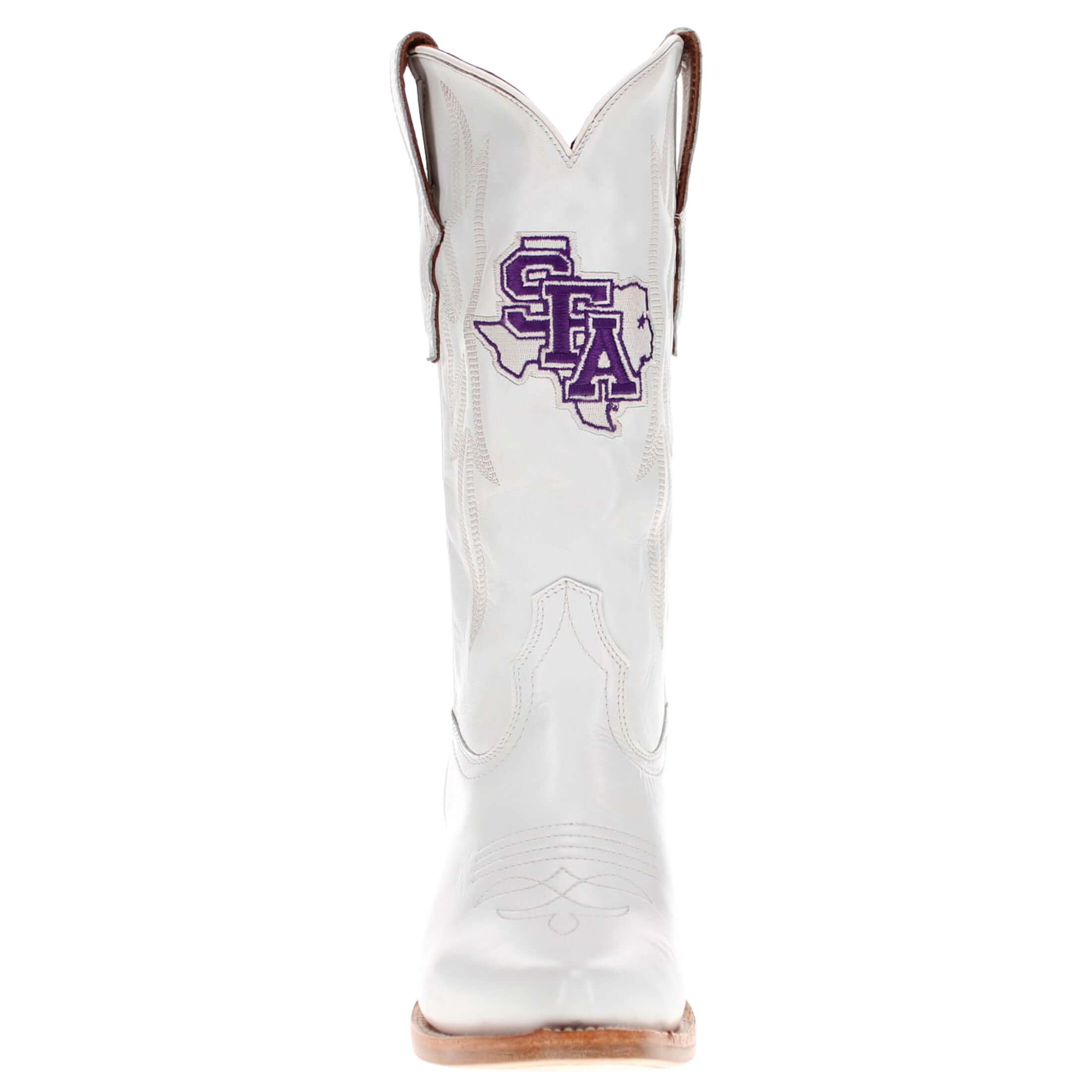 Women's Stephen F. Austin All White Pointed Toe Cowgirl Boots Leighton Vaccari University