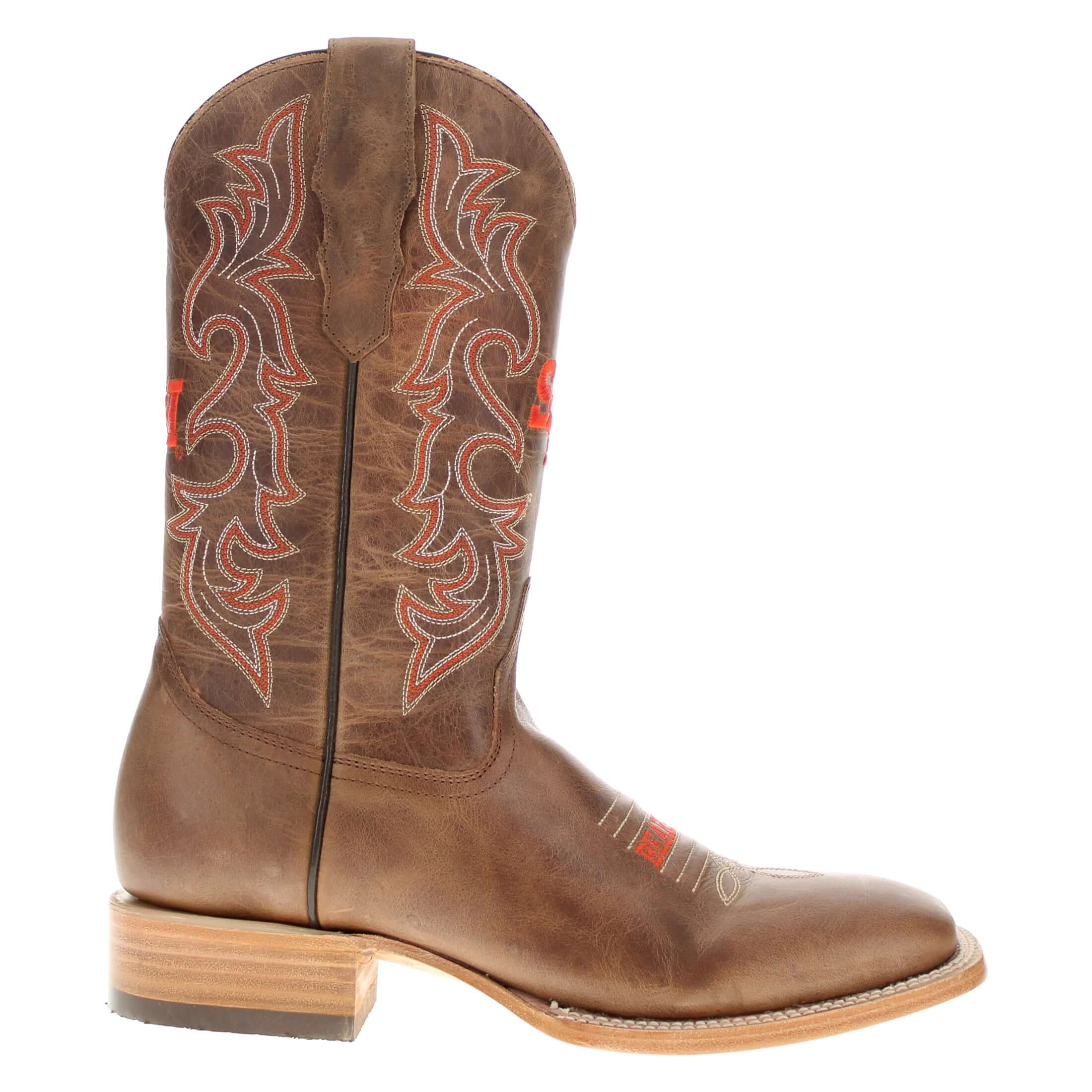 Men's Sam Houston State University Tan Sqaure Toe Cowboy Boots by Vaccari