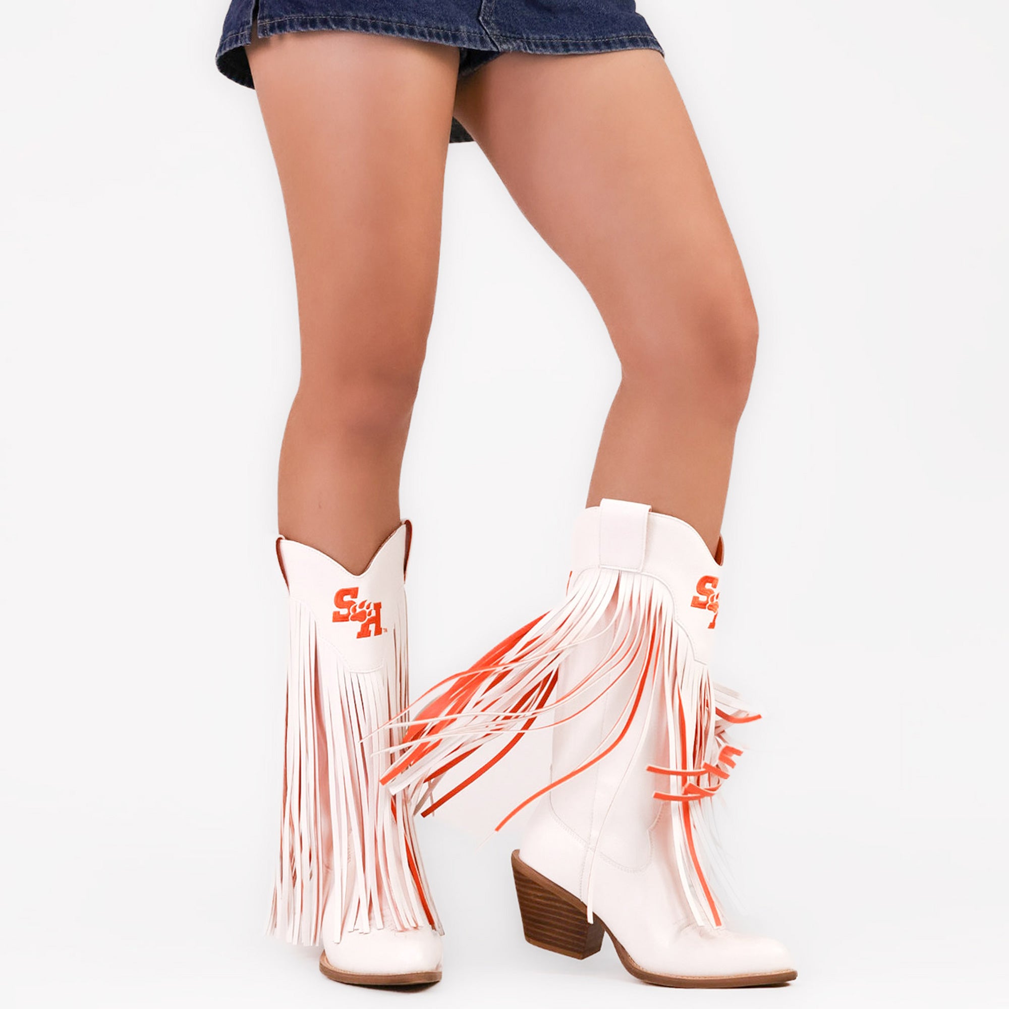 Sam Houston State University Kacey White Fringe Boot by V By Vaccari
