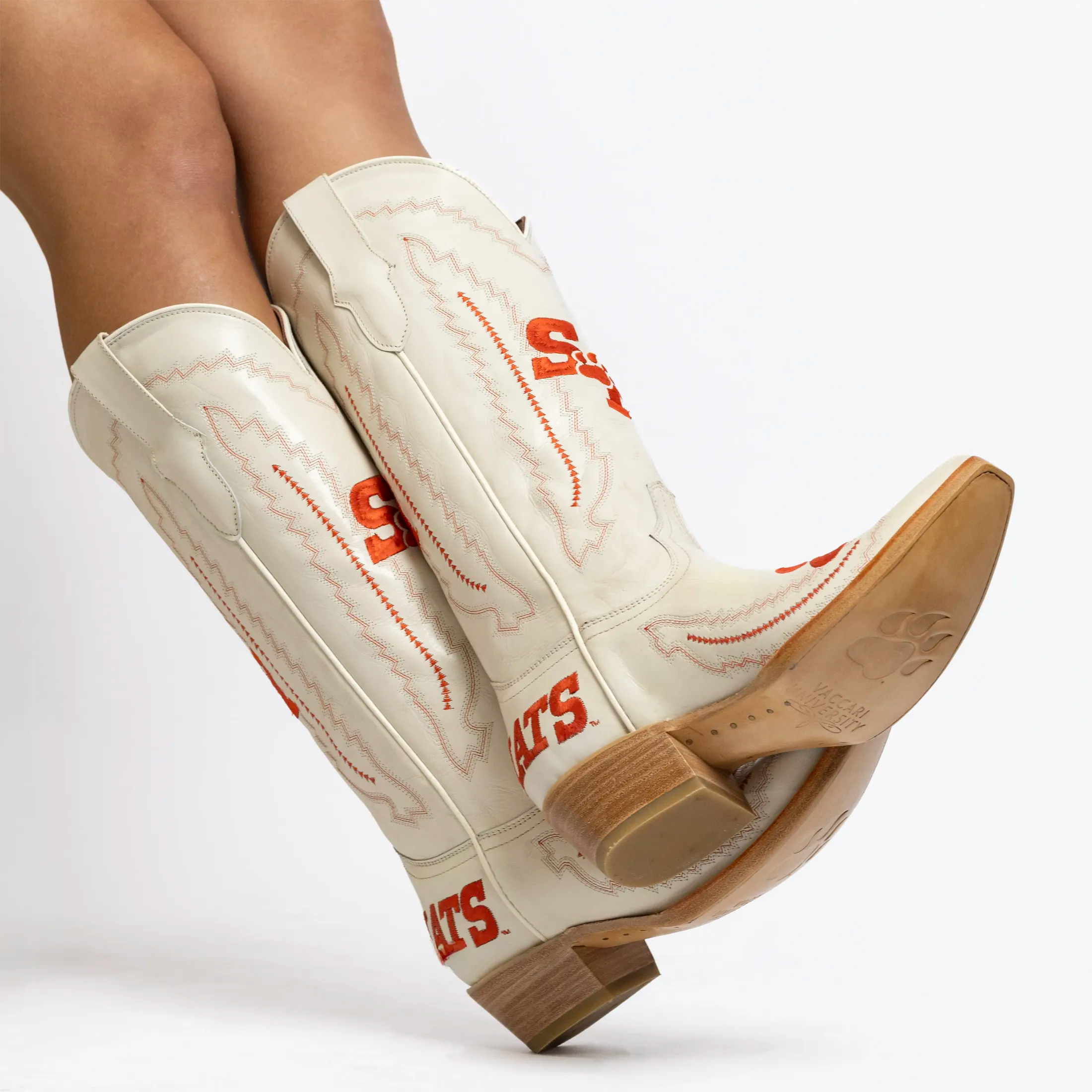 Women's Sam Houston State University Bone Snip Toe Cowgirl Boots Naomi by Vaccari
