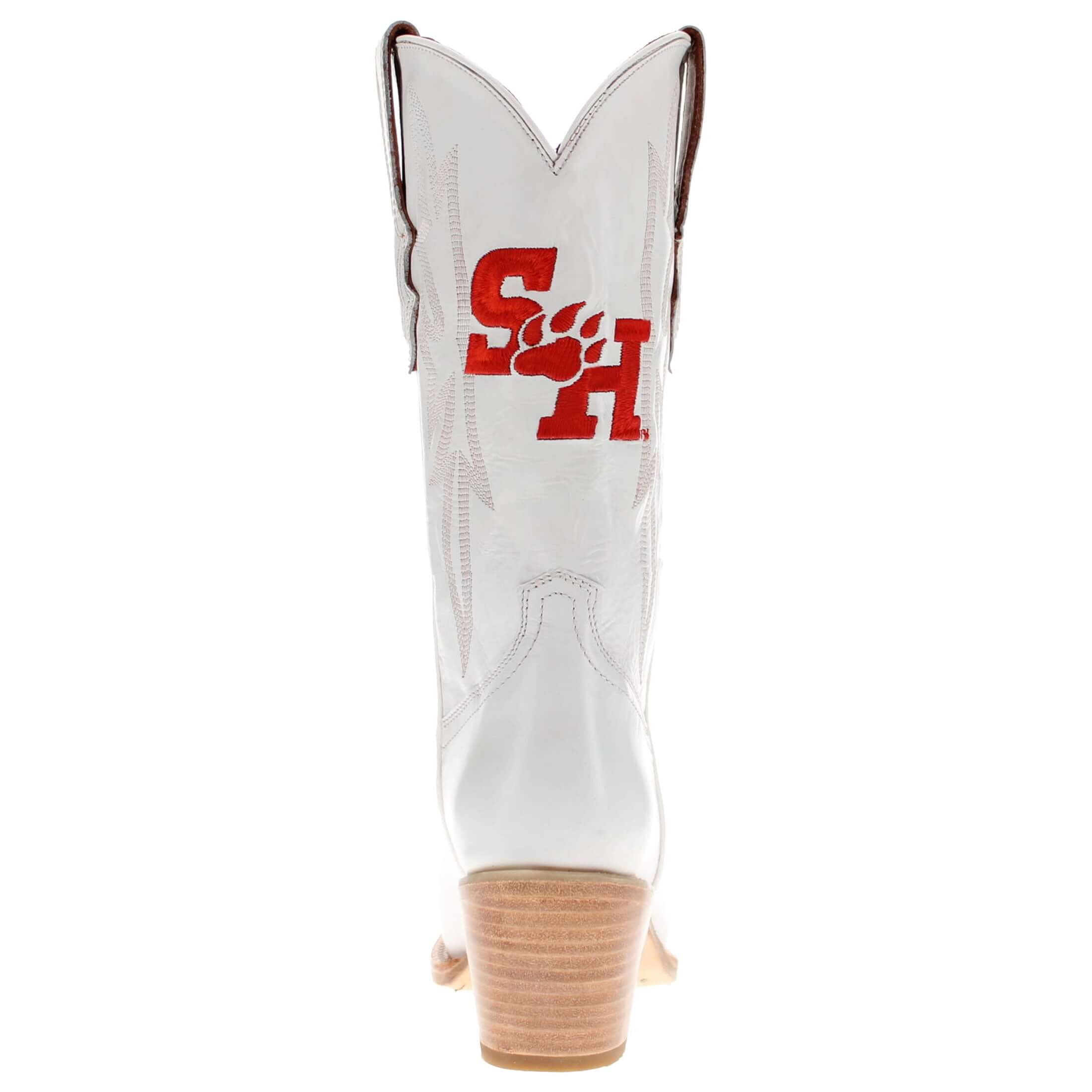 Women's Sam Houston State University All White Pointed Toe Cowgirl Boots Leighton Vaccari University